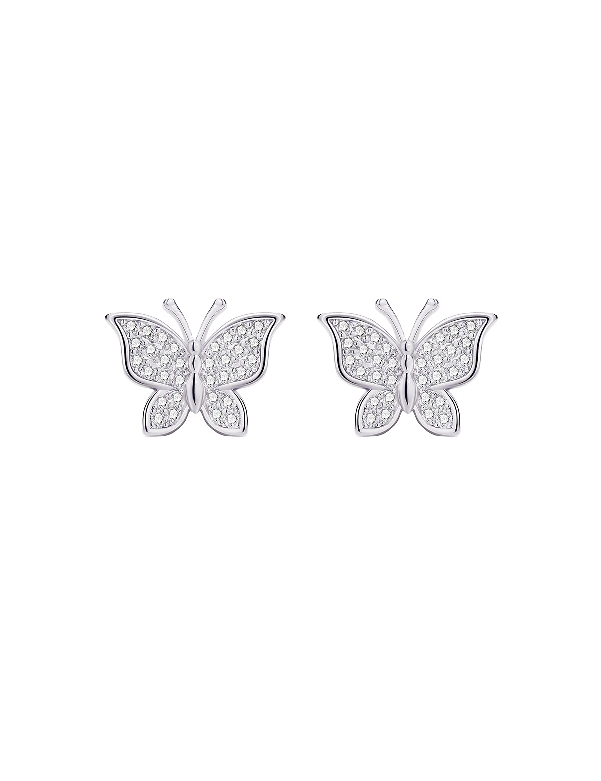 Tiny CZ Paved Half Butterfly Earrings for Women & Girls - Elegant Gold & Black Butterfly Stud Earrings - Perfect for Parties, Weddings & Everyday Wear