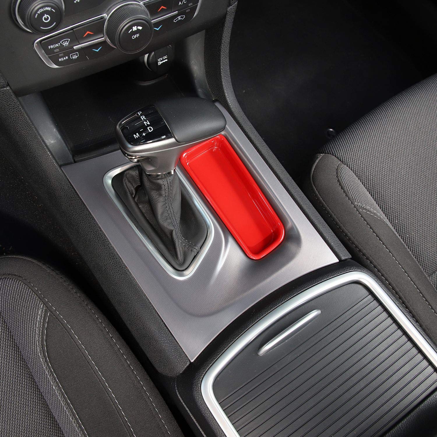 2015-2019 Dodge Charger Center Console Gear Shift Storage Trim Panel - ABS Red 2pcs Voodonala Accessory for Enhanced Interior Organization & Style - Perfect for Car Enthusiasts & Daily Commuters