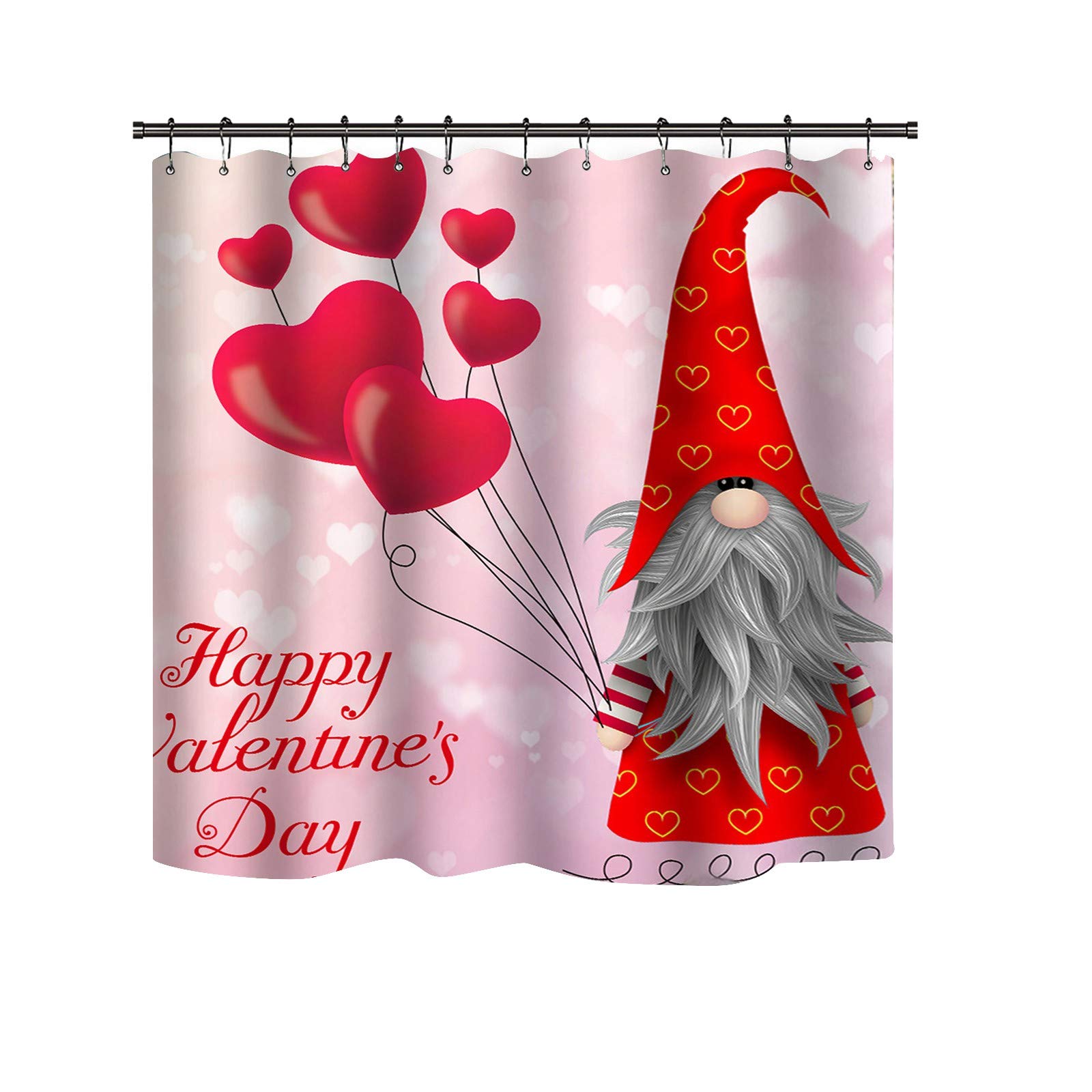 Comigeewa Happy Valentine's Day Shower Curtain - Waterproof Bathroom Curtain with Romantic Print, Perfect for Valentine's Gift & Bathroom Decor