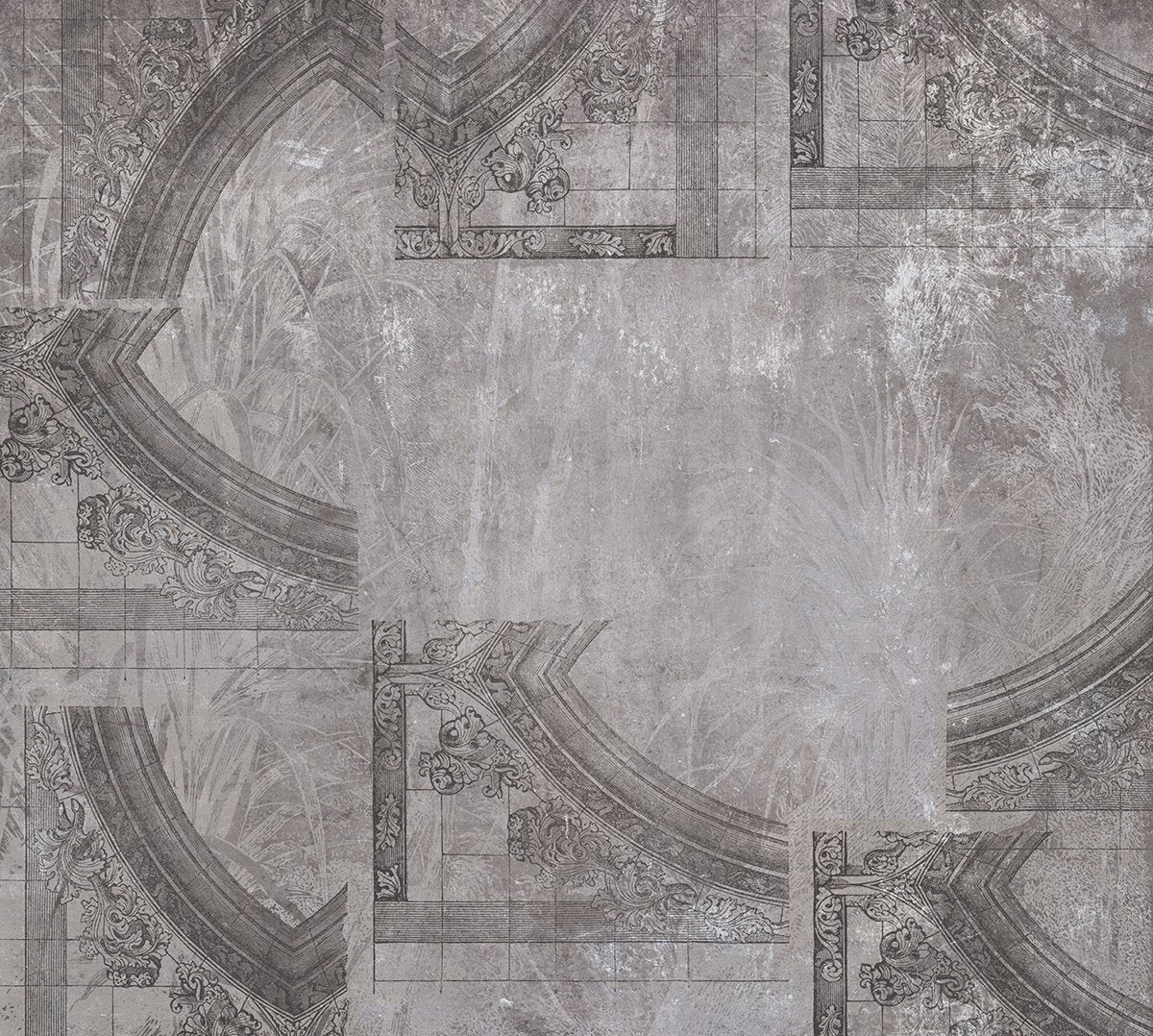Dark Grey Arched Concrete Mural Wallpaper M9234 - Modern Textured Peel and Stick Wallpaper for Living Room, Bedroom, Office Decor