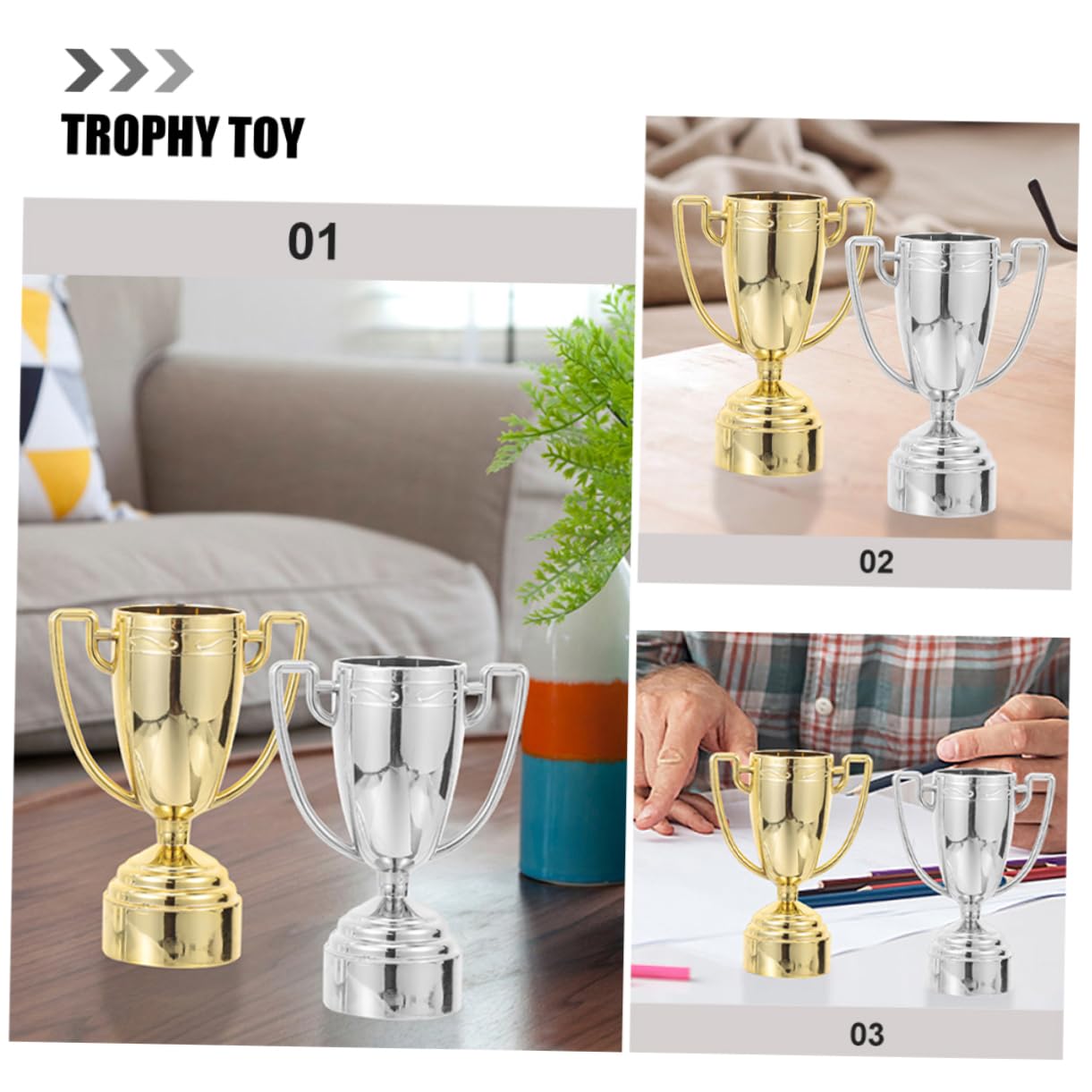 Realistic Plastic Trophy Award Cup for Winner - Competition, School & Kindergarten Prize - Perfect for Sports Events, Academic Achievements & Classroom Decor