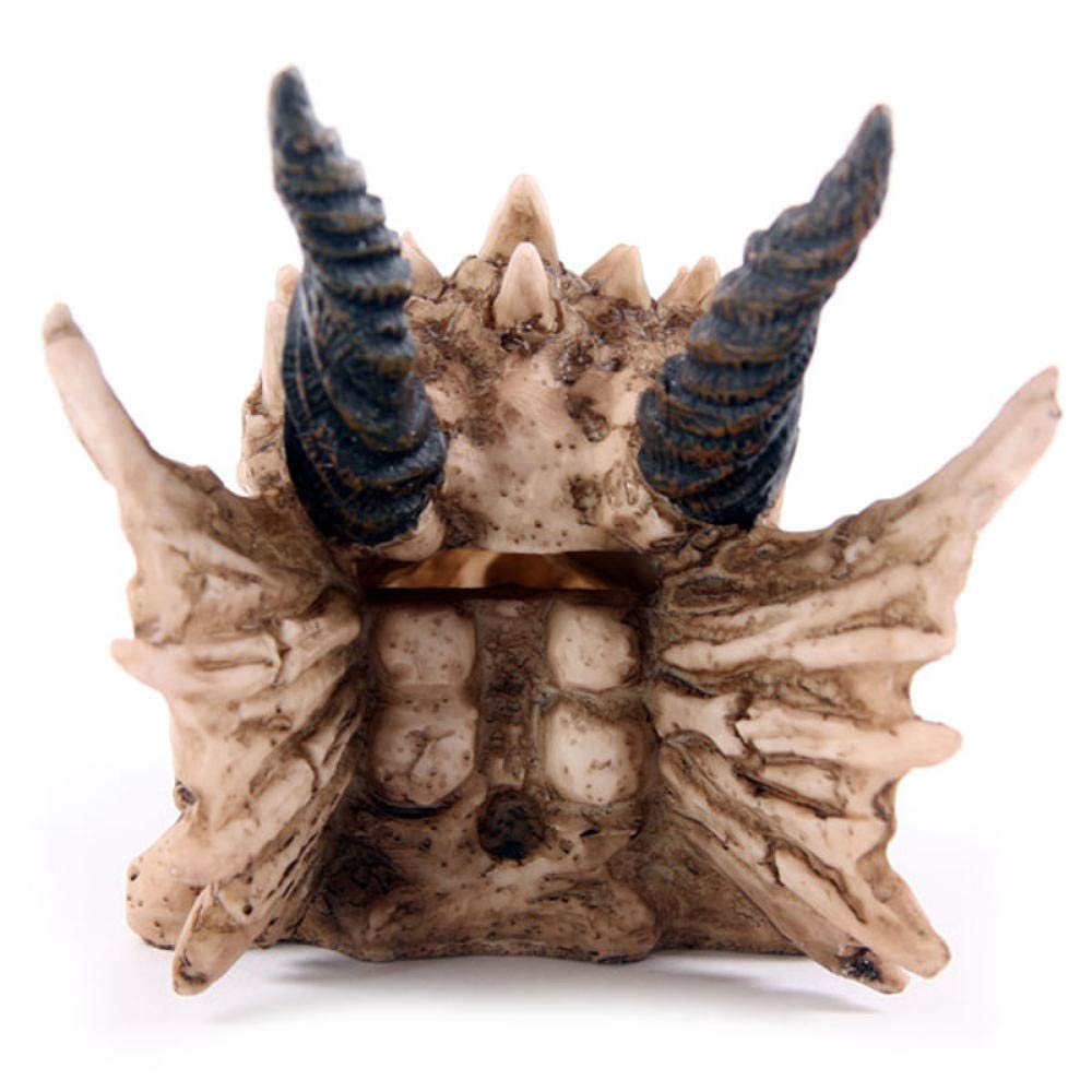 Handmade Dragon Skull Sculpture - Snarling Magical Treasure Trinket Box & Piggy Bank with Horns - Unique Coin Holder for Home Decor, Fantasy Collectibles & Gift Giving