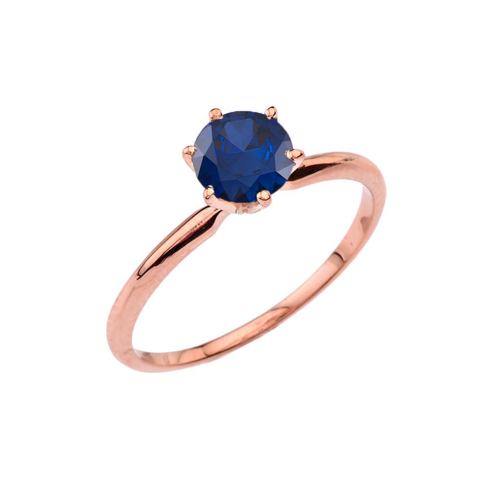 10k Rose Gold September Birthstone Sapphire Solitaire Engagement Ring for Women - Perfect for Proposals, Anniversaries & Special Occasions
