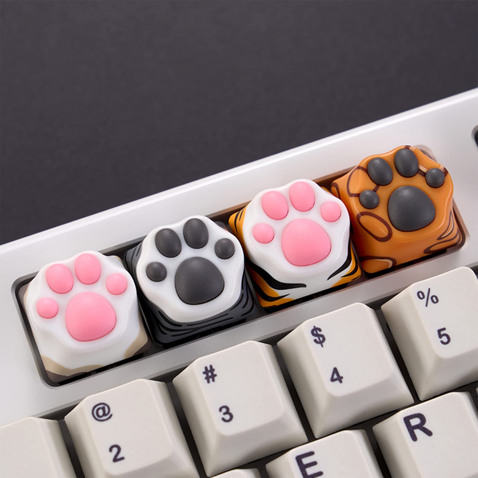 SYA ZOMOPLUS Cute Cat-Claws Keycaps - 3D Novelty Squishy-Paws Keycaps for Cherry MX Switches (4 Keys) | OEM Profile Custom Mechanical Keyboard Keycaps for Gaming & Typing | Perfect for Cat Lovers & Keyboard Enthusiasts