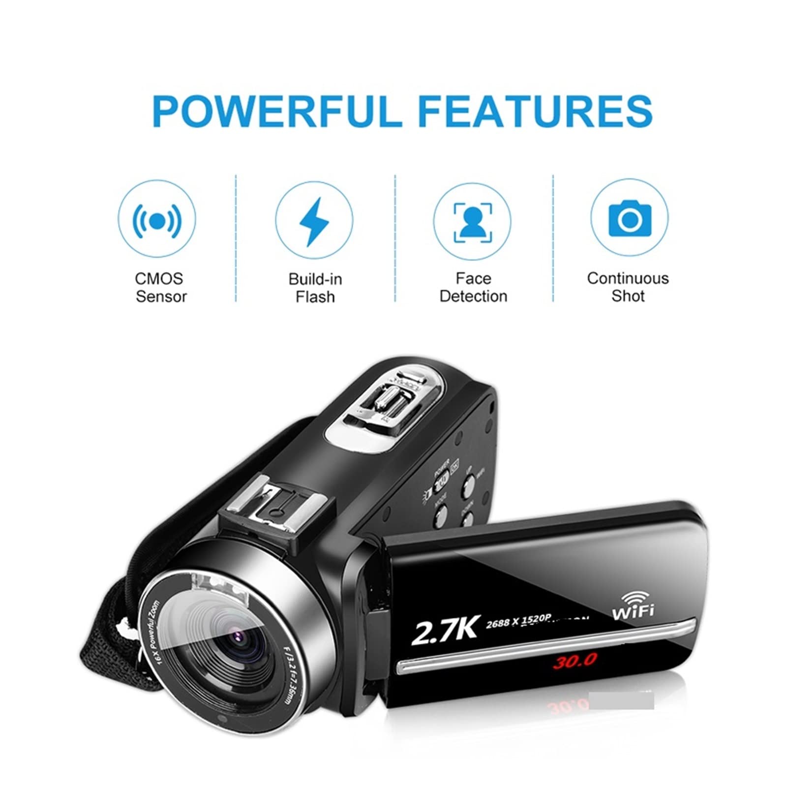 AUBEST 2.7K HD Digital Video Camera Camcorder with 3.0