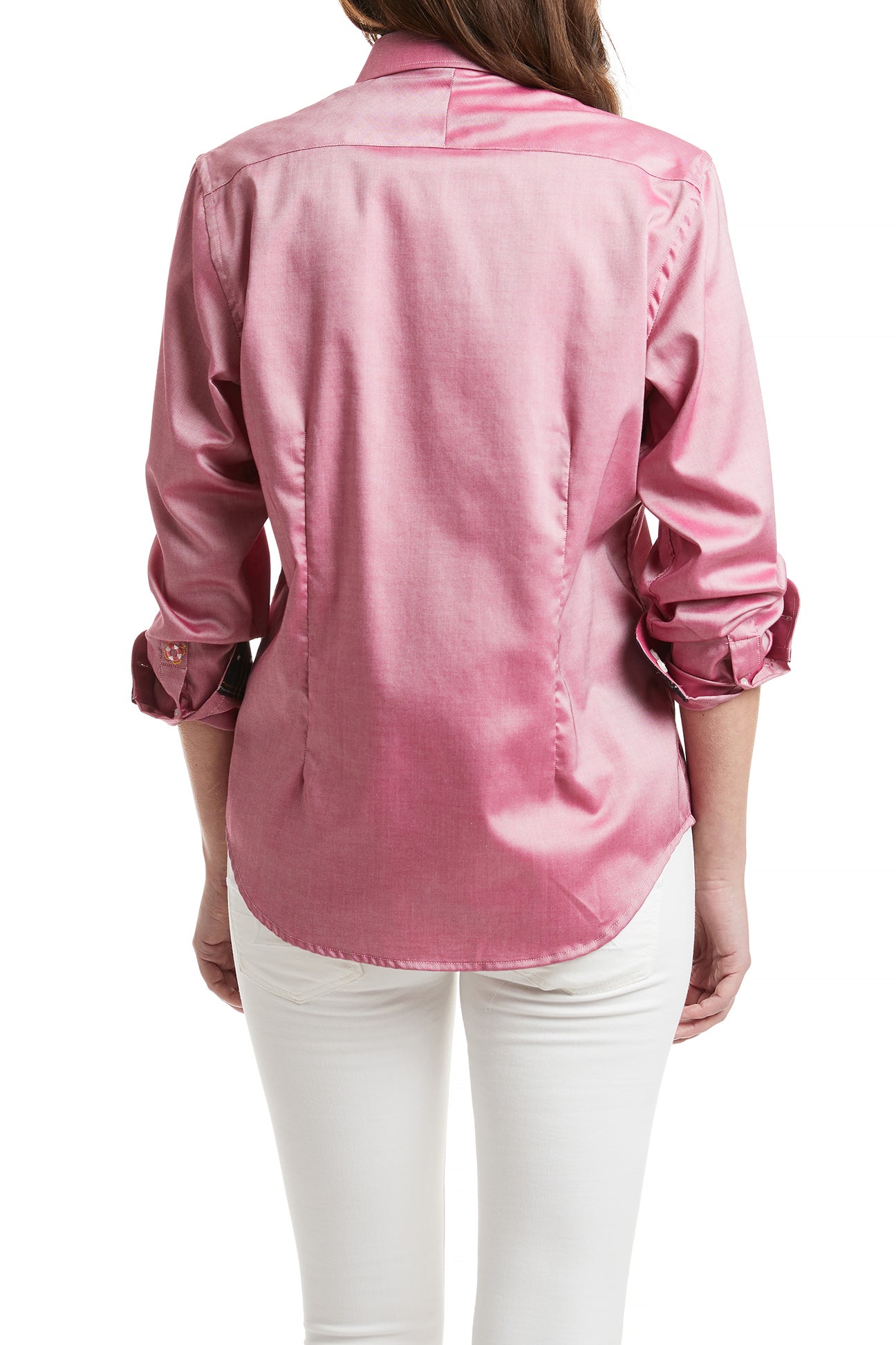 Women's Red Oxford Button Down Shirt with Black Stewart Trim - Perfect for Office, Casual Wear & Business Meetings