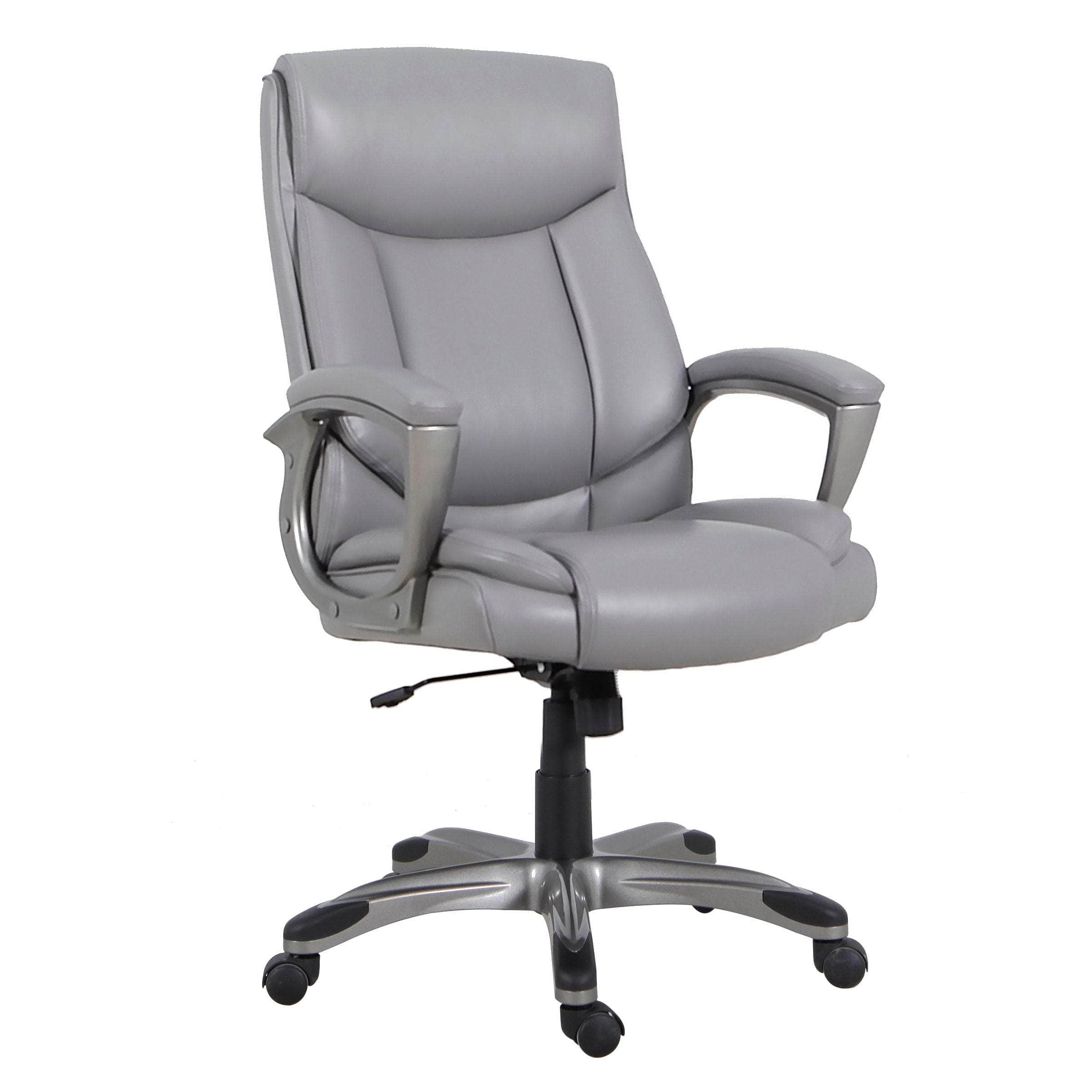 Sealy Kent Grey Faux Leather Swivel Office Chair - Ergonomic Executive Desk Chair with Adjustable Height for Home Office, Gaming & Workspace