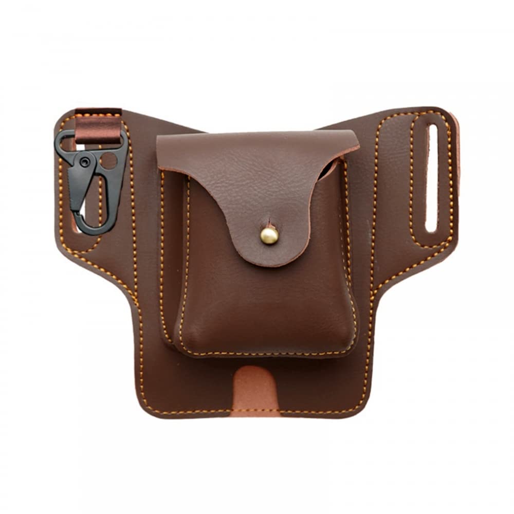 Leather Phone Holster Belt Pouch - Dual Pocket for Phone & Cards - Outdoor & Work Use