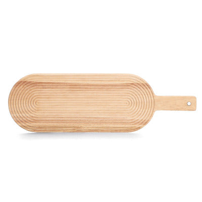 Premium Rubberwood Cutting Board with Handle - Oval Kitchen Chopping Board for Meat, Vegetables & Fruits - Ideal for Home Cooking & Professional Chefs