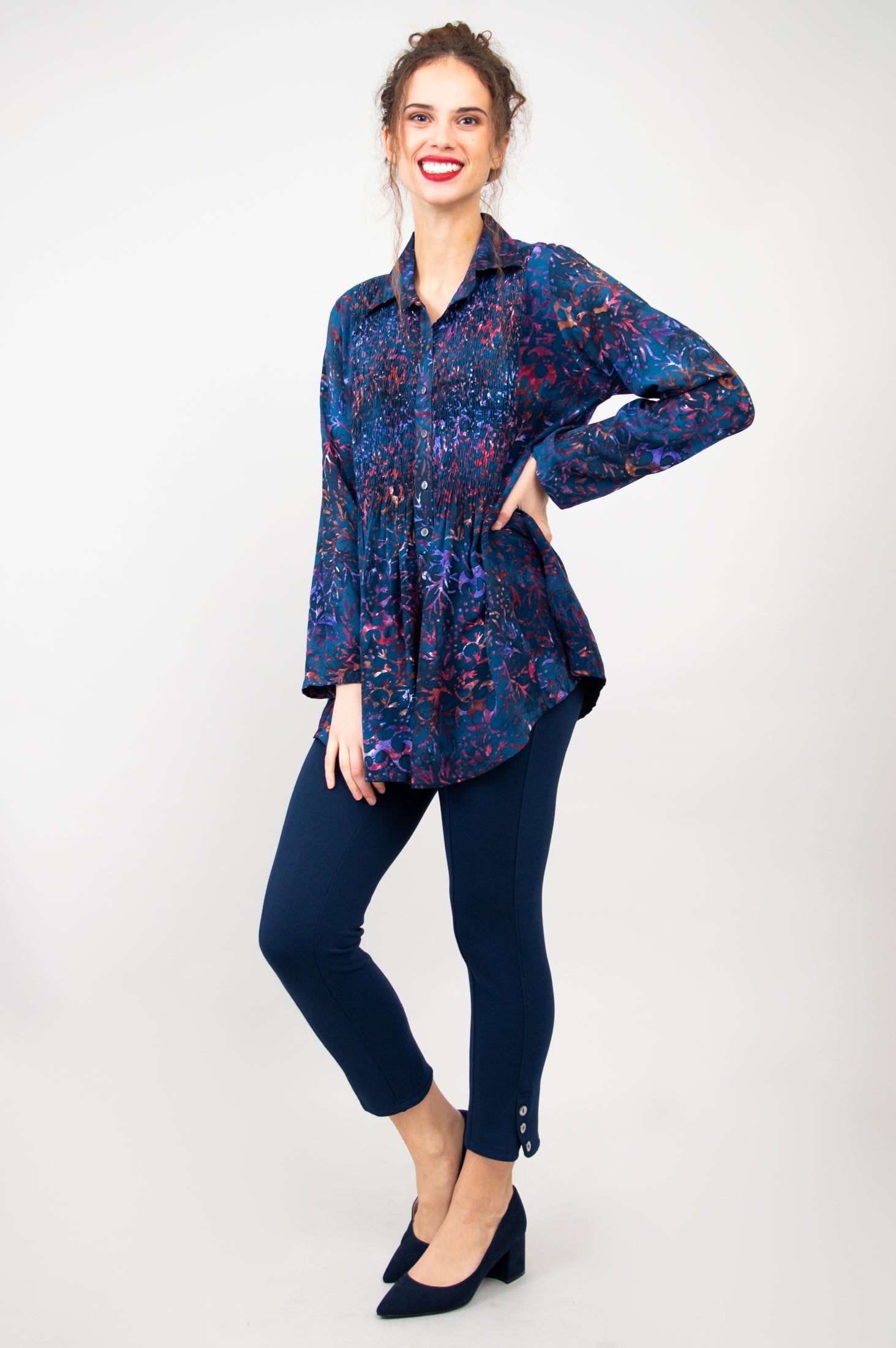 Cindy Long Sleeve Women's T-Shirt - Purple Sprinkle Print Casual Top for Everyday Wear | Final Sale