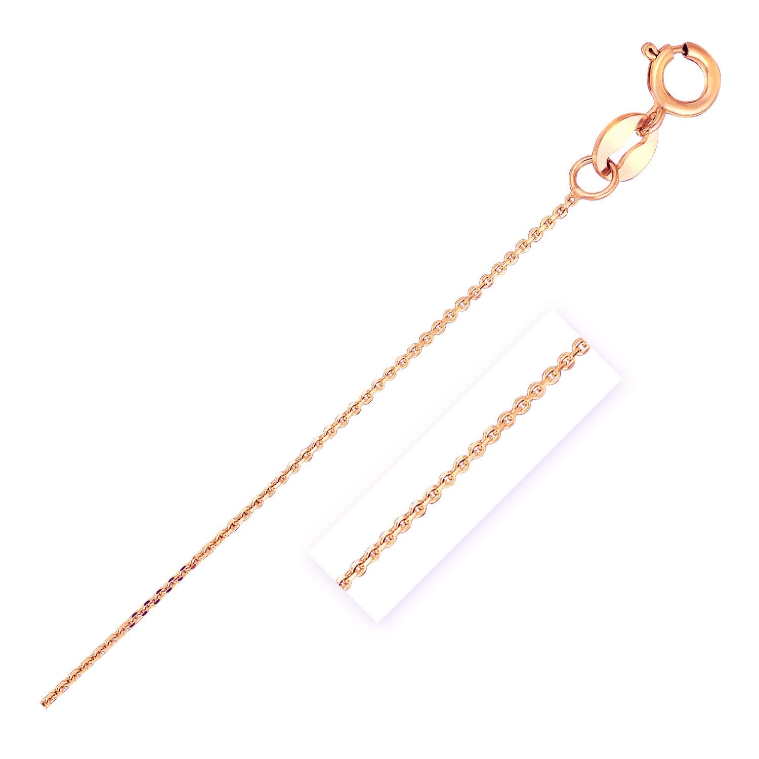 14K Rose Gold Diamond Cut Cable Link Chain Necklace - 0.7mm Dainty Women's Jewelry for Everyday Wear, Gift Giving & Special Occasions