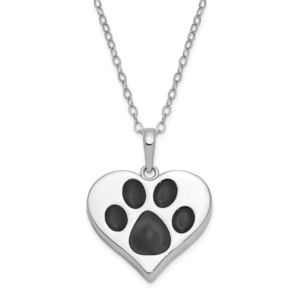 Sonia Jewels 925 Sterling Silver Vintage Heart Paw Pendant Necklace - 18 Inch Adjustable Chain, Ash Holder Charm for Pet Lovers - Perfect for Memorial Jewelry, Gifts & Everyday Wear