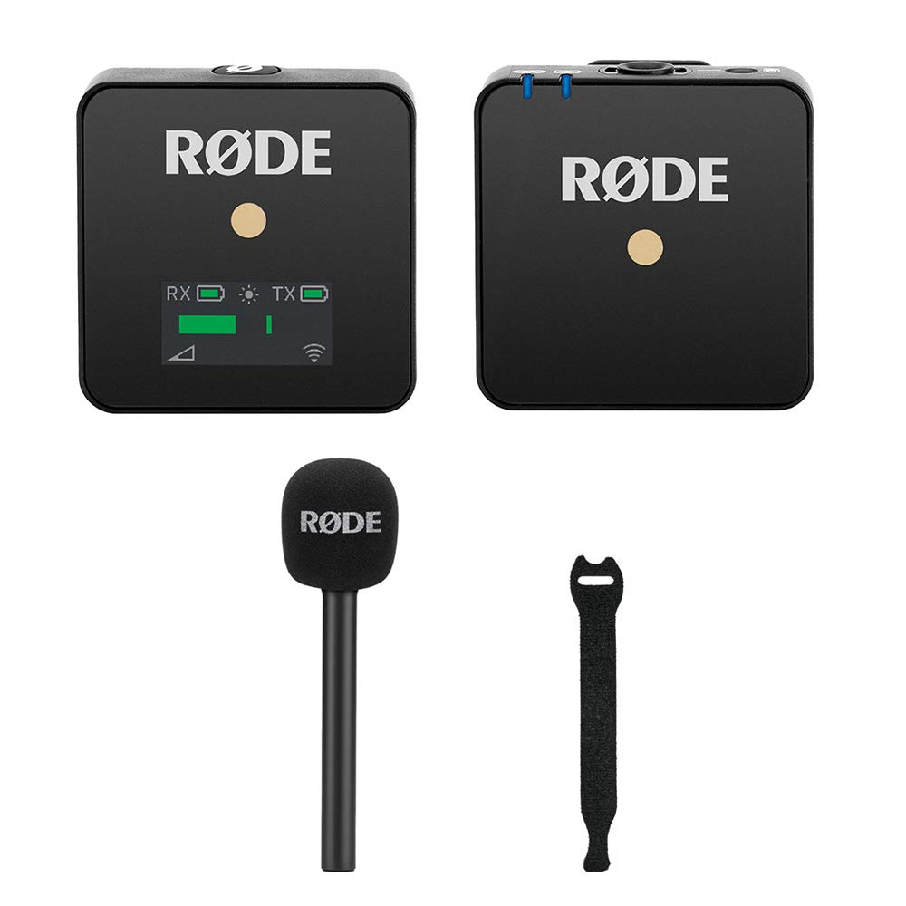 Rode Wireless GO Compact Digital Wireless Microphone System with Interview GO Mic & 10 Straps - Perfect for Vlogging, Interviews, Streaming & Content Creation (Black)