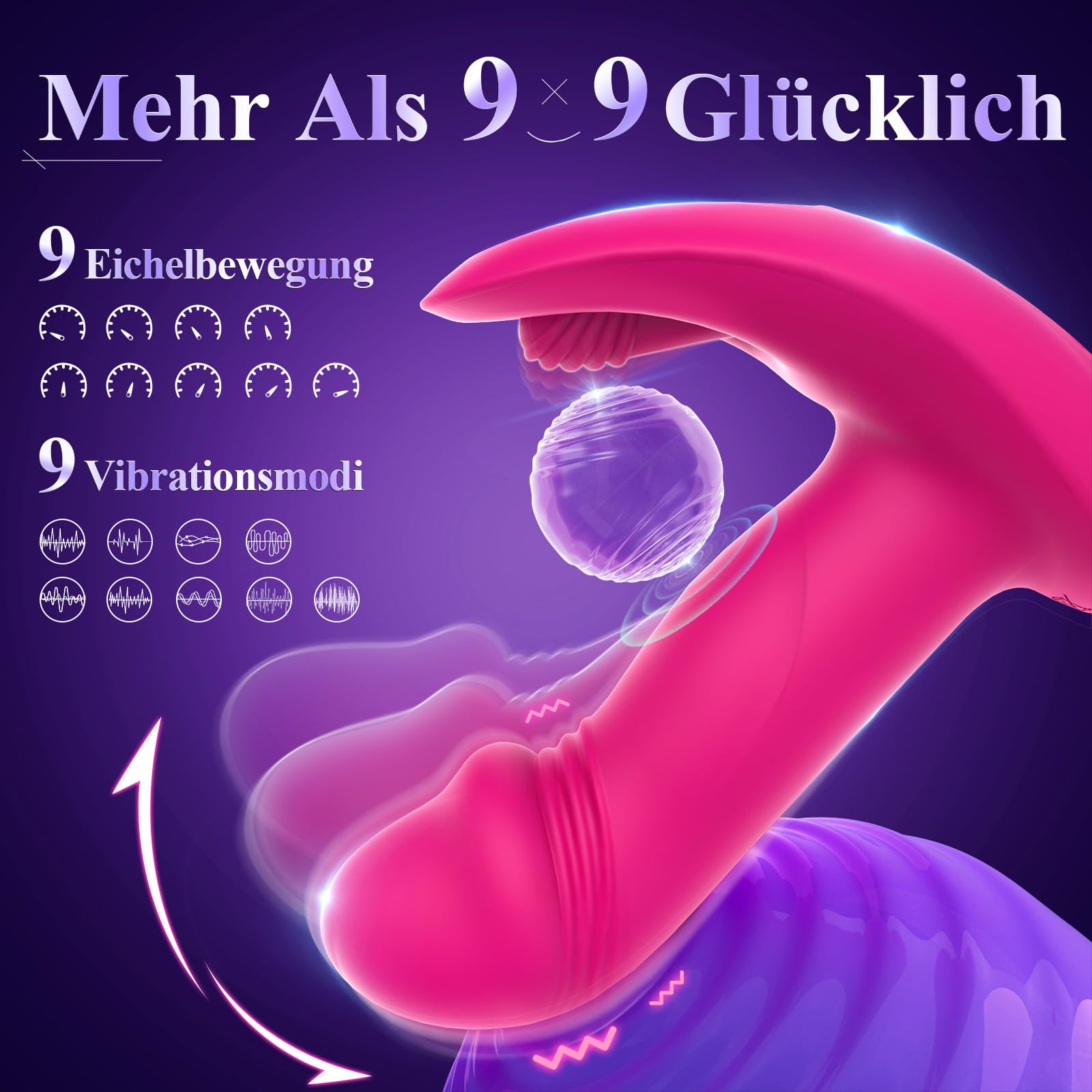Powerful Clitoral and G-Spot Vibrator for Women - 9x9 Vibration Modes, Rechargeable Waterproof Sex Toy for Couples & Solo Play - Perfect for Sensual Massage, Foreplay, and Intimate Moments