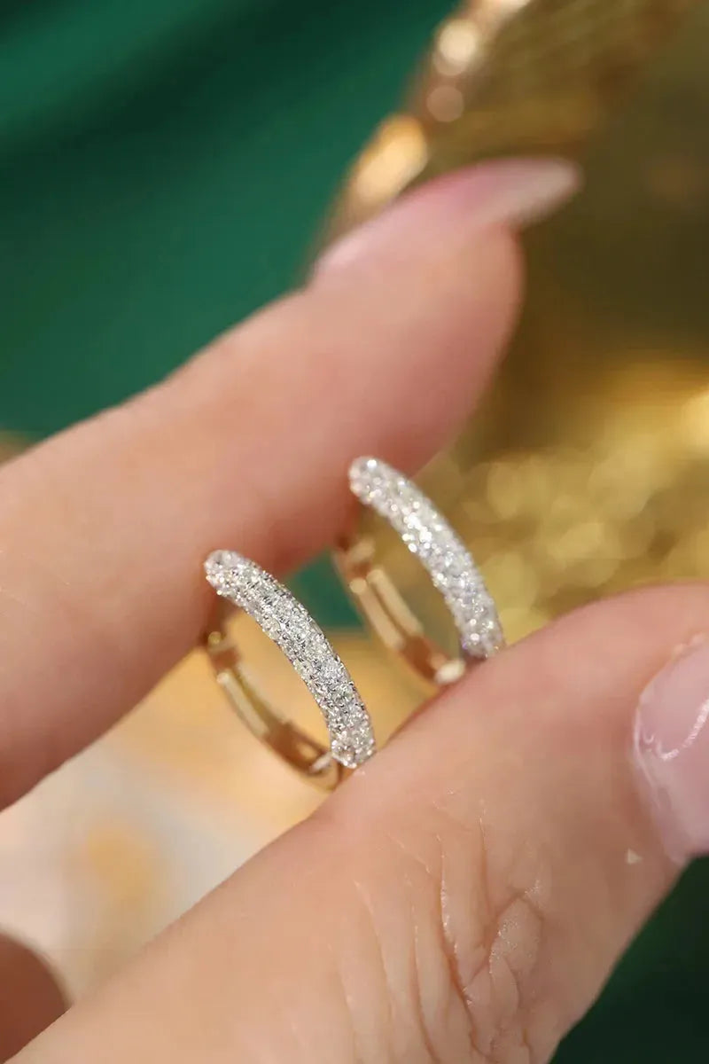 18K Yellow Gold Diamond Hoop Earrings for Women - 0.56 Carat Real Natural Diamonds, Shiny Fashion Jewelry for Party, Wedding & Special Occasions