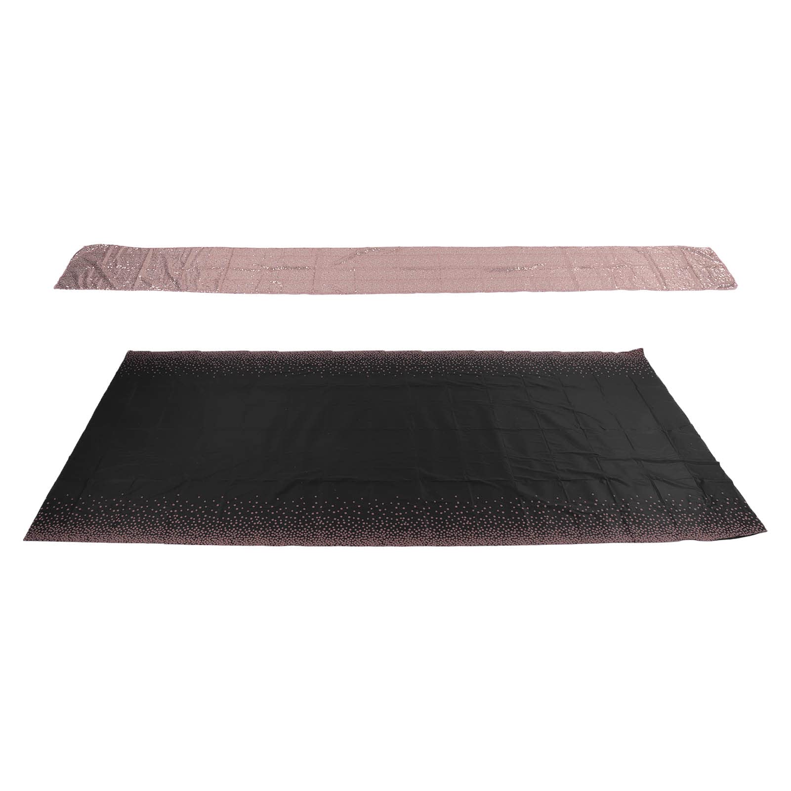 Shanrya Rose Gold Polka Dot Waterproof Tablecloth - Elegant Black & Rose Gold Design for Wedding, Party, BBQ, and Outdoor Dining - Easy to Clean & Reusable