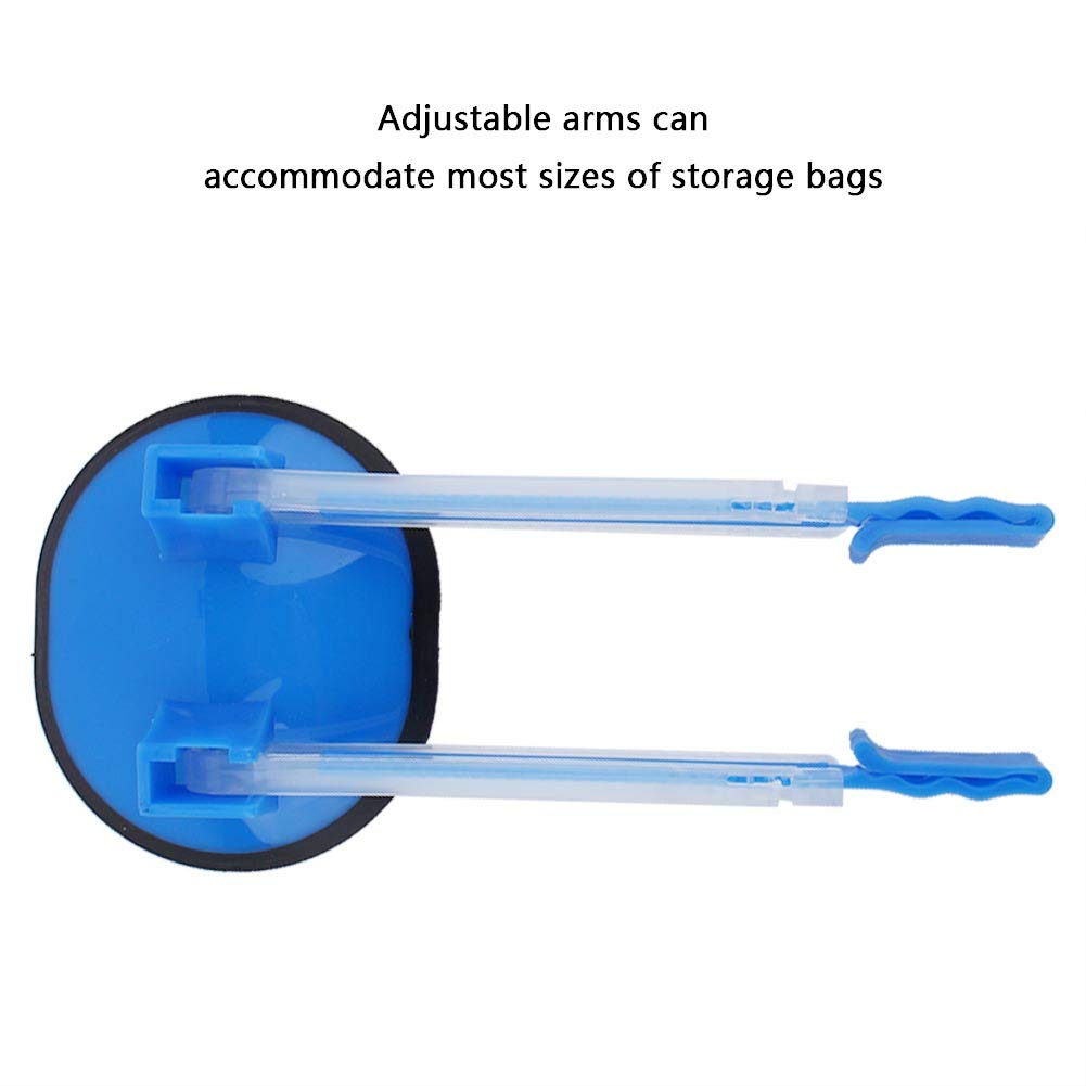 Adjustable Bag Holder Stand for Food Storage Bags - Hands-Free Organizer Rack for Plastic Freezer Bags, Meal Prep & Kitchen Organization (Blue) - Perfect for Pantry, Freezer & Countertop Storage