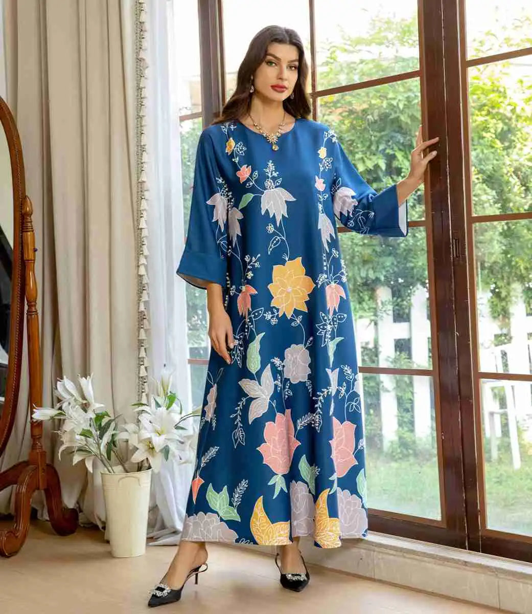 Elegant Hotfix Rhinestone Beaded Caftan Dress for Women - Perfect for Eid Celebrations, Weddings & Special Occasions
