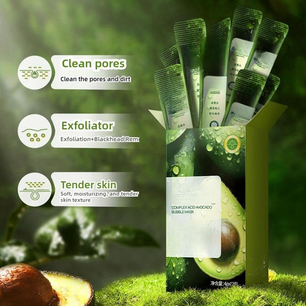 Avocado Bubble Cleansing Mask - Deep Pore Cleanser for Blackhead Removal, Fast Foaming & Moisturizing Face Mask for Glowing Skin | Perfect for Daily Skincare & Spa Nights at Home