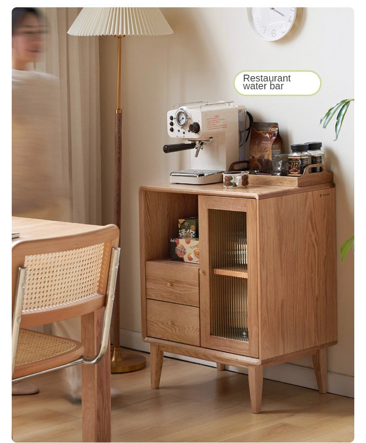 Solid Oak Wood Side Cabinet - Rustic Home Storage for Living Room, Bedroom & Entryway - Perfect for Organizing Books, Decor & Essentials