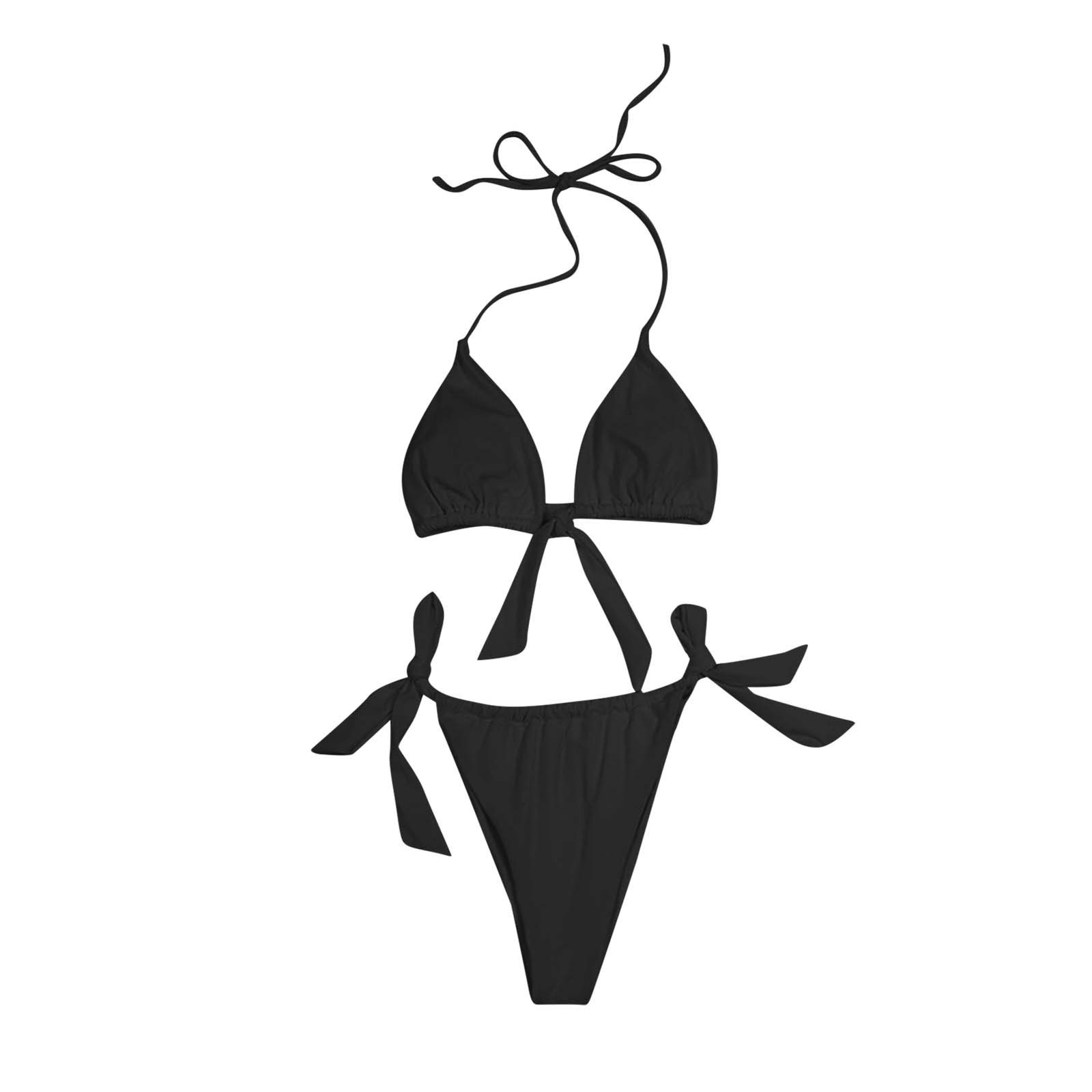 Sexy Women's Solid Color Tube Top & Strappy Bikini Set - Summer Swimwear for Beach, Pool Party & Vacation