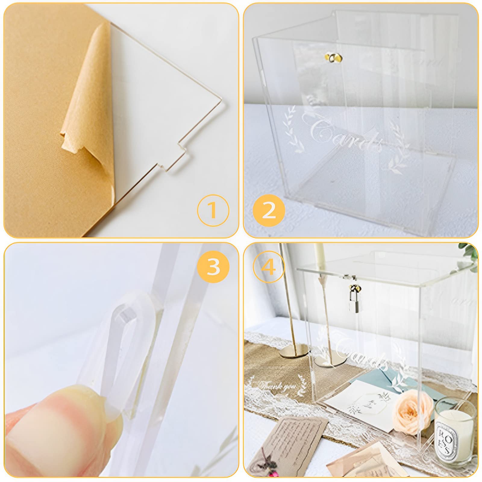 Shalwinn Large Clear Acrylic Wedding Card Box with Lock & Sign - Secure Money Gift Holder for Wedding Reception, Anniversary, Bridal Shower & Birthday Decorations | Perfect for Guest Card Collection at Events