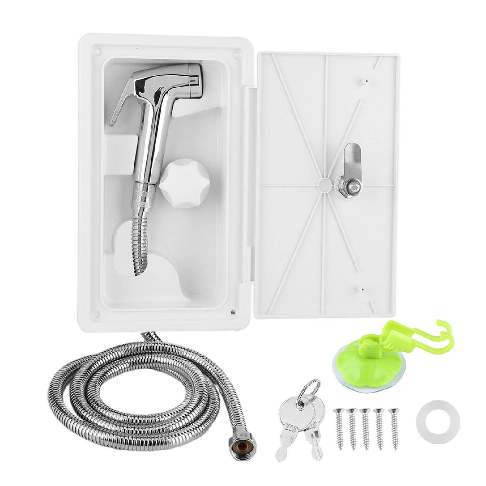 RV Shower Box with Hot & Cold Switch - Marine & Boat Exterior Shower Kit with 2 Keys - Waterproof Transom Shower for Motorhome, Camper & Outdoor Adventures