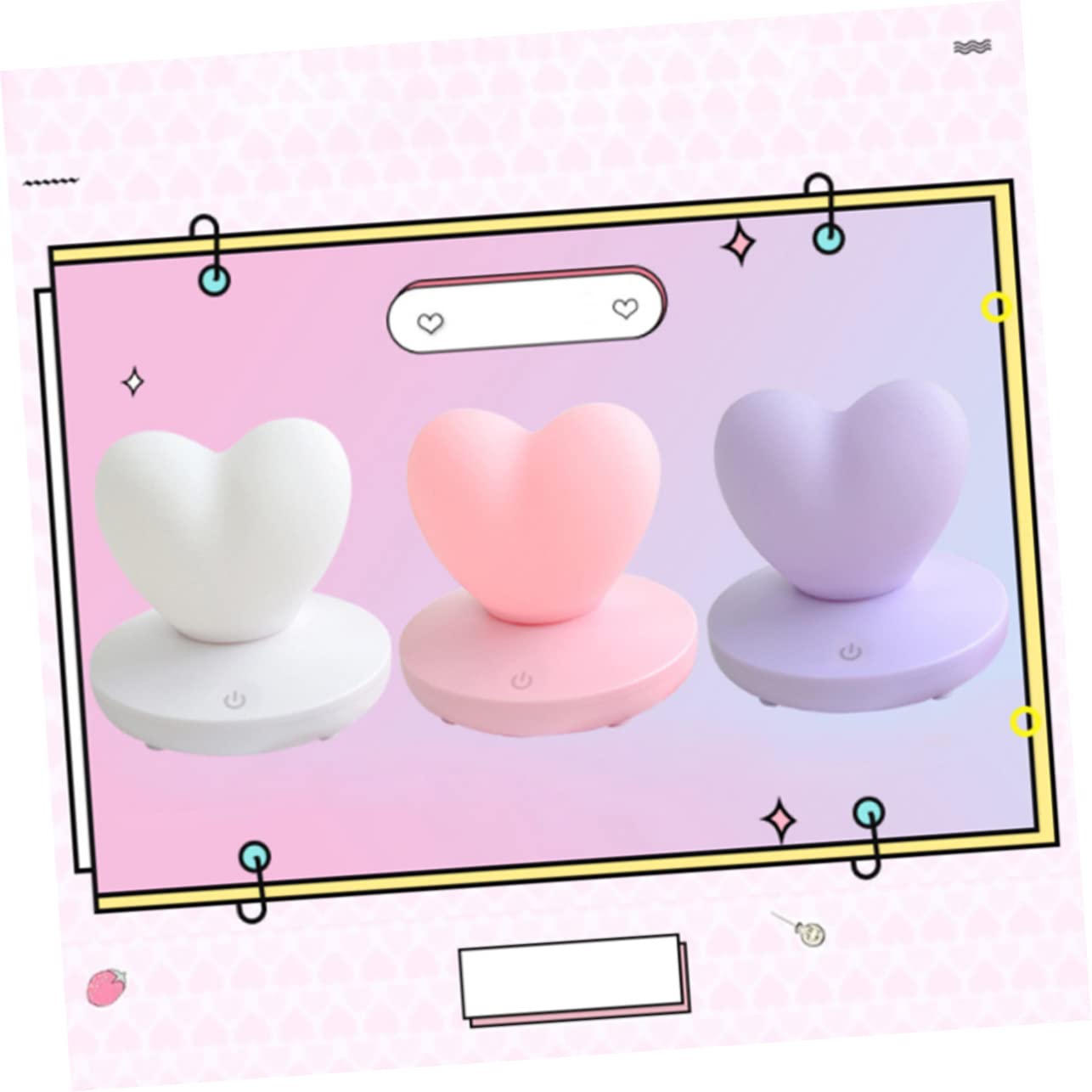 Angoily 2-Pack Rechargeable LED Night Light for Kids - Heart Shape Bedside Lamp with Auto Sensor, Perfect for Nursery, Bedroom & Bathroom Nightlight