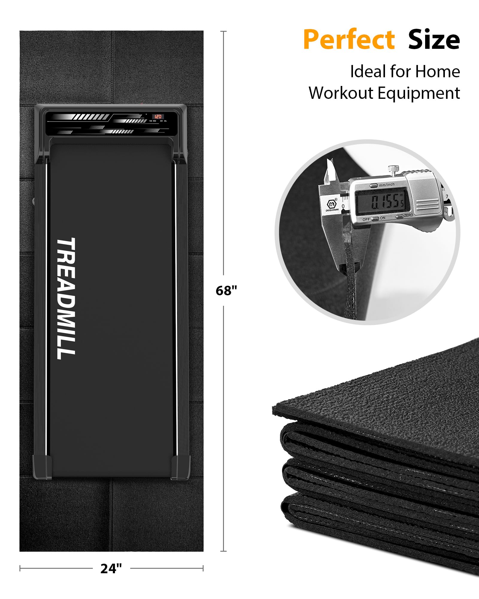 Foldable Treadmill Mat - Non-Slip Shock Absorbing for Home Gym
