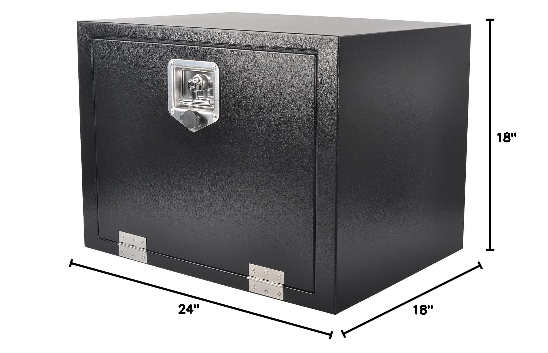 24 Inch Heavy-Duty Steel Tool Box with Secure T-Handle Latch - Underbody Storage Truck Bed Organizer for Pickup Trucks, Trailers & RVs - Black Tool Chest (24