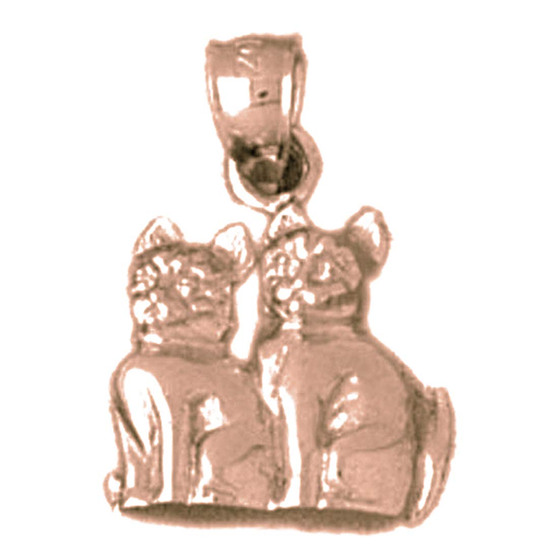 14K Rose Gold Cat Pendant Necklace - 20mm Solid Gold Feline Charm Jewelry for Women - Perfect Gift for Cat Lovers, Birthday & Anniversary