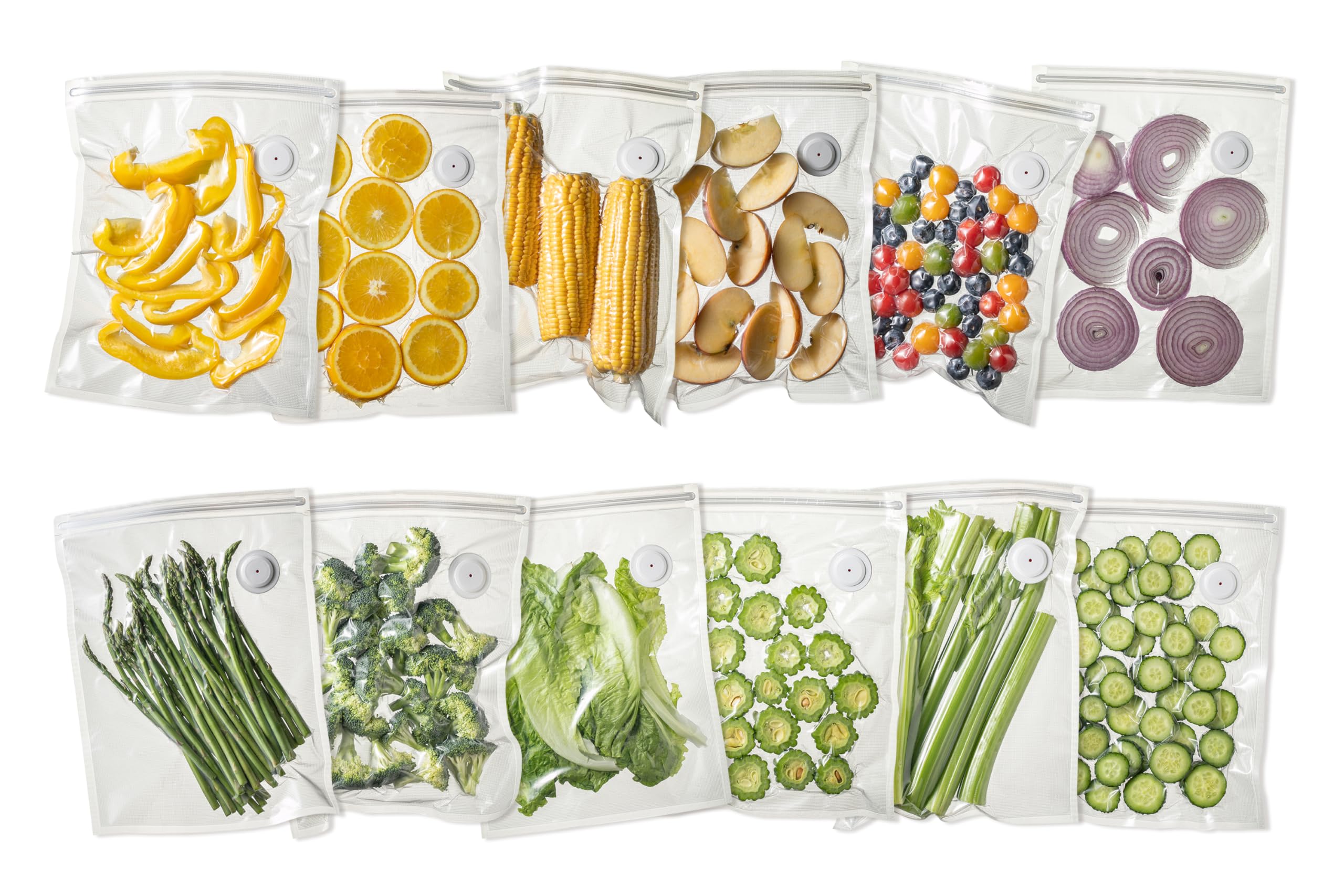 12 Pack Reusable Vacuum Sealer Bags for Food Storage | BPA Free Sous Vide Bags with Universal Air Valve | Dishwasher, Microwave & Freezer Safe | Perfect for Meal Prep, Sous Vide Cooking & Long-Term Food Preservation
