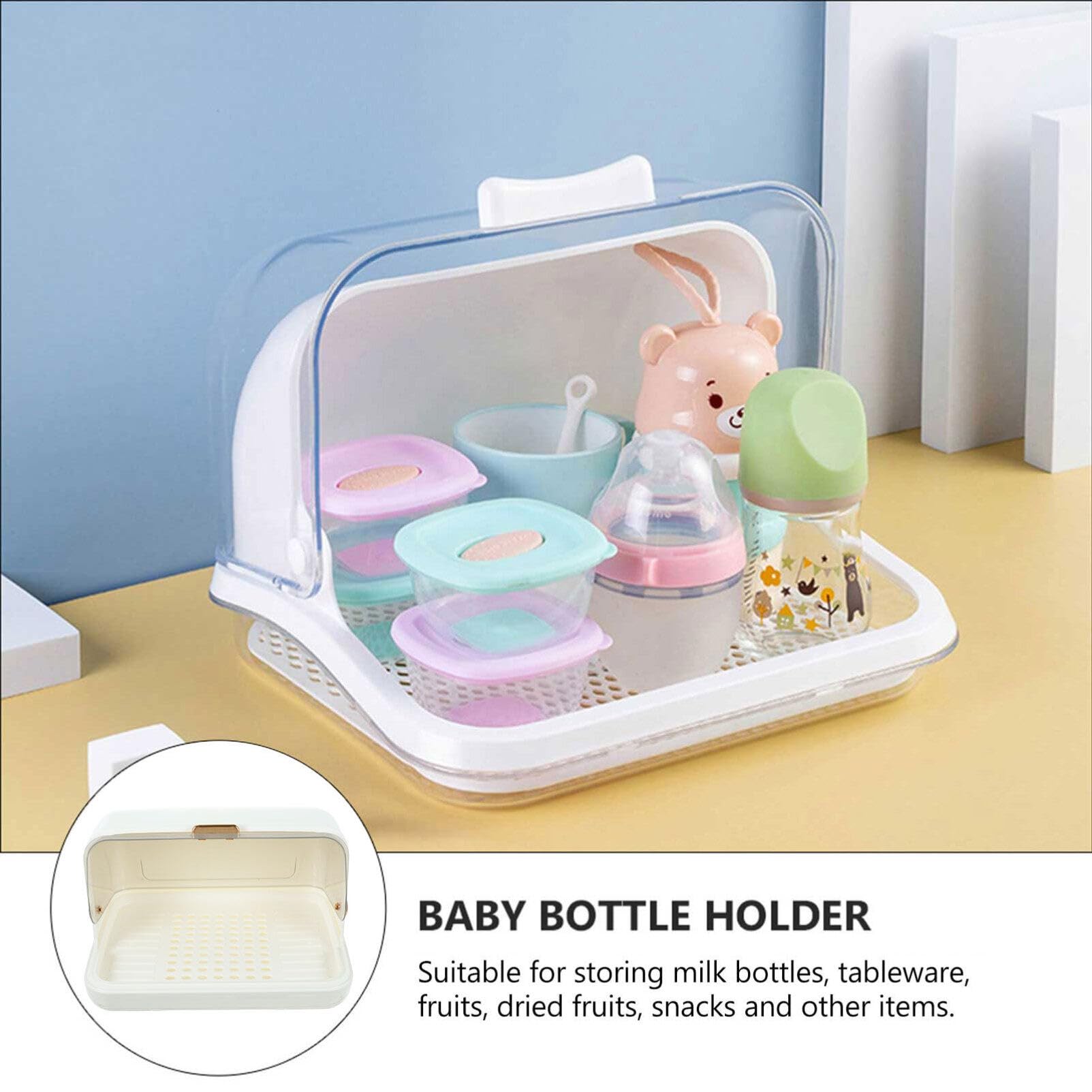 Alipis Baby Bottle Drying Rack with Drainer & Lid - Portable Cutlery Organizer, Kitchen Plate & Cup Holder, White | Perfect for Baby Bottle Sterilization, Dish Drying & Utensil Storage