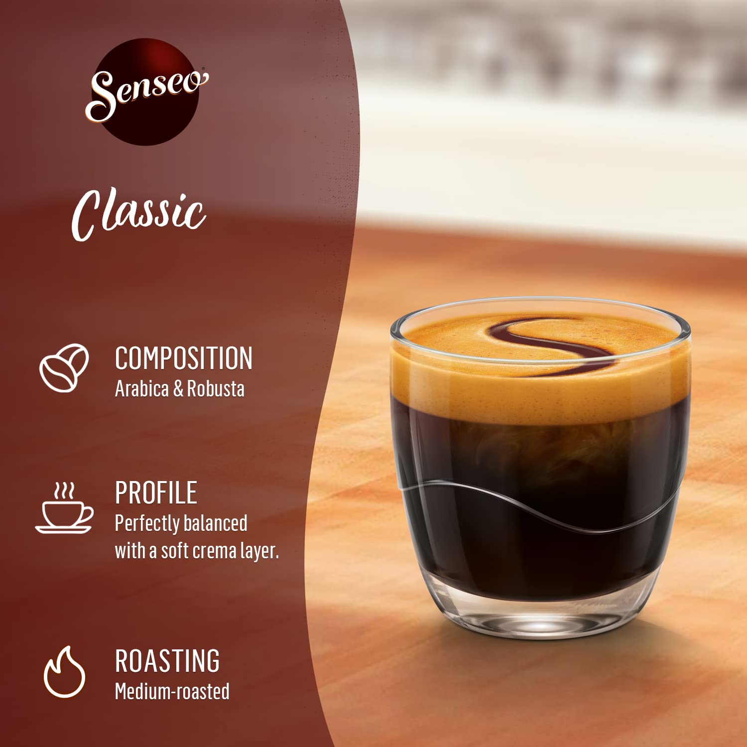 SENSEO Classic Coffee Pods 10-Pack (480 Pads) - Rich & Intense Flavor for Single-Serve Coffee Makers | Perfect for Home, Office, or Quick Morning Brews