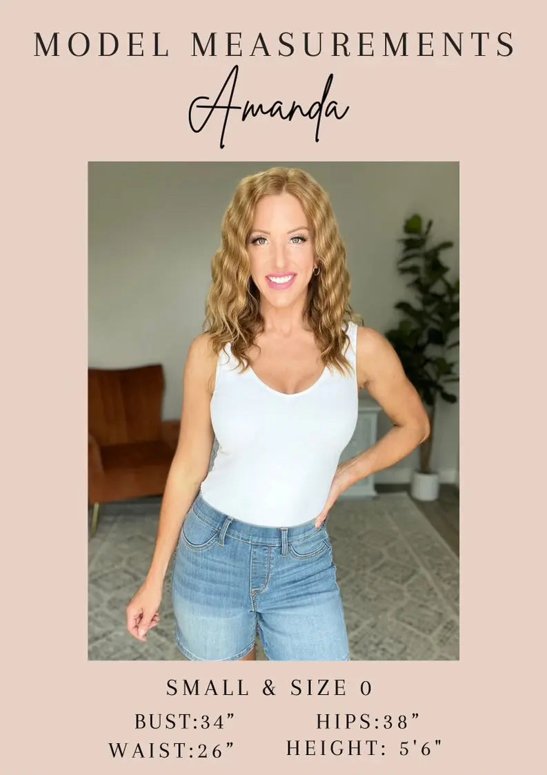 Judy Blue Reagan High Rise Button Fly Trouser Shorts for Women - Stretch Denim Comfort Fit - Casual Summer Outfits & Beach Vacations
