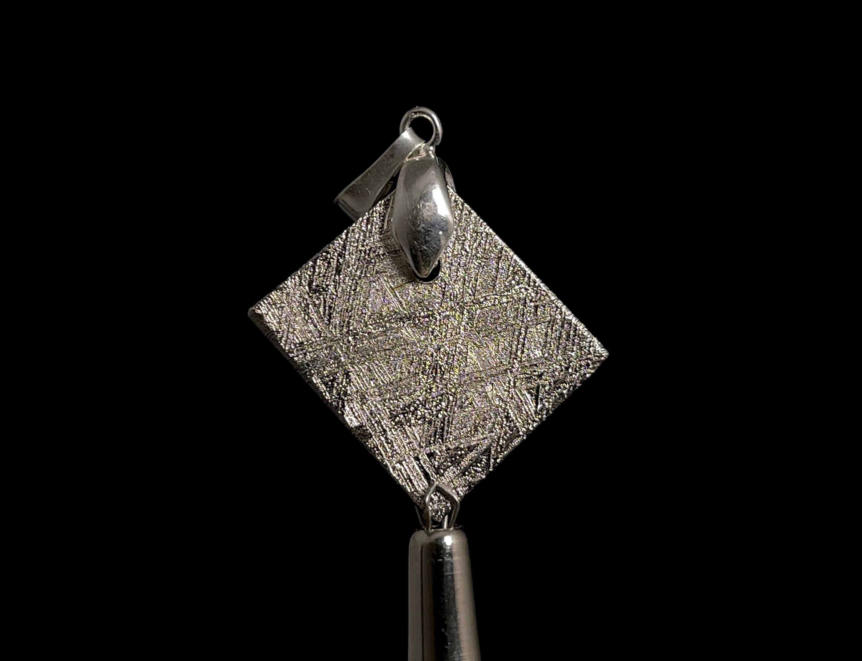 Handmade Rhodium Plated METEORITE Pendant - Authentic Ancient Muonionalusta Meteor Jewelry | Unique Space & Astronomy Gift for Men & Women | Perfect for Special Occasions & Cosmic Enthusiasts