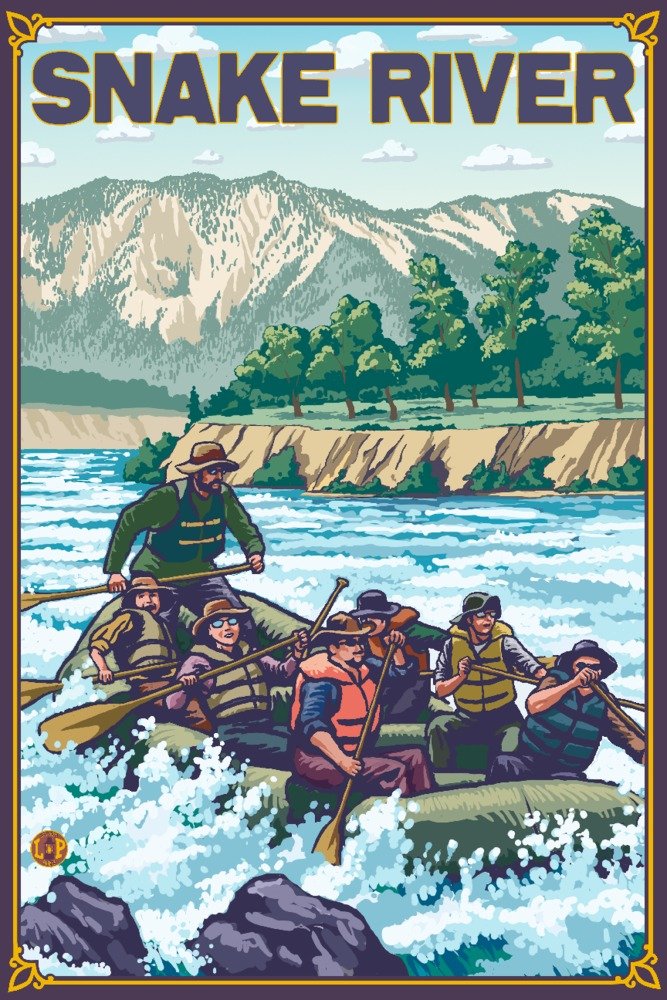 White Water Rafting Snake River Idaho - 12x18 Wall Art Poster for Adventure Lovers - Perfect for Living Room, Bedroom & Office Decor