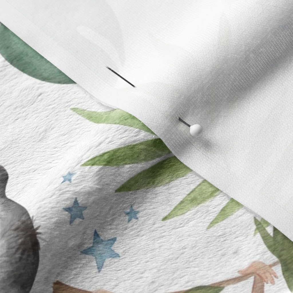 Premium Spoonflower Jungle Friends Safari Animal Print Minky Fabric by The Yard - White Nursery Fabric with Lion, Elephant & Giraffe Patterns - Perfect for Sewing Baby Blankets, Quilt Backing & Plush Toys (Ideal for Nursery Decor, DIY Baby Gifts & Soft Home Accessories)