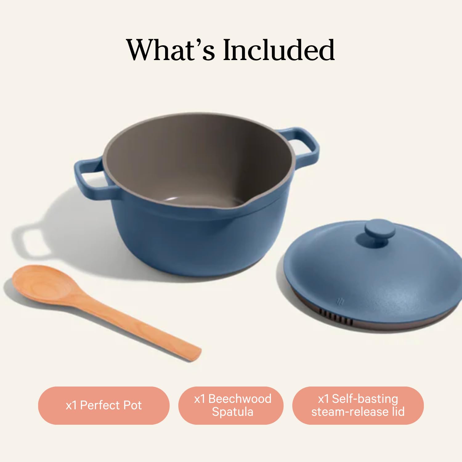Our Place Perfect Pot - 5.5 Qt. Nonstick Ceramic Saucepan with Lid | PTFE & PFOA-Free, Non-Toxic Cookware for Stovetop & Oven | Steam, Bake, Braise, Roast | Easy to Clean & Durable | Blue Salt | Ideal for Soups, Stews & One-Pot Meals