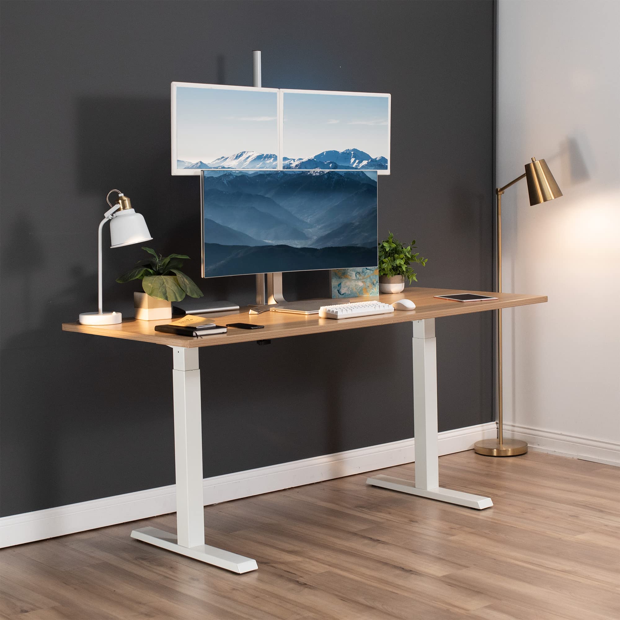 Dual Monitor Stand for Desk - Adjustable VIVO STAND-V012W Up to 27