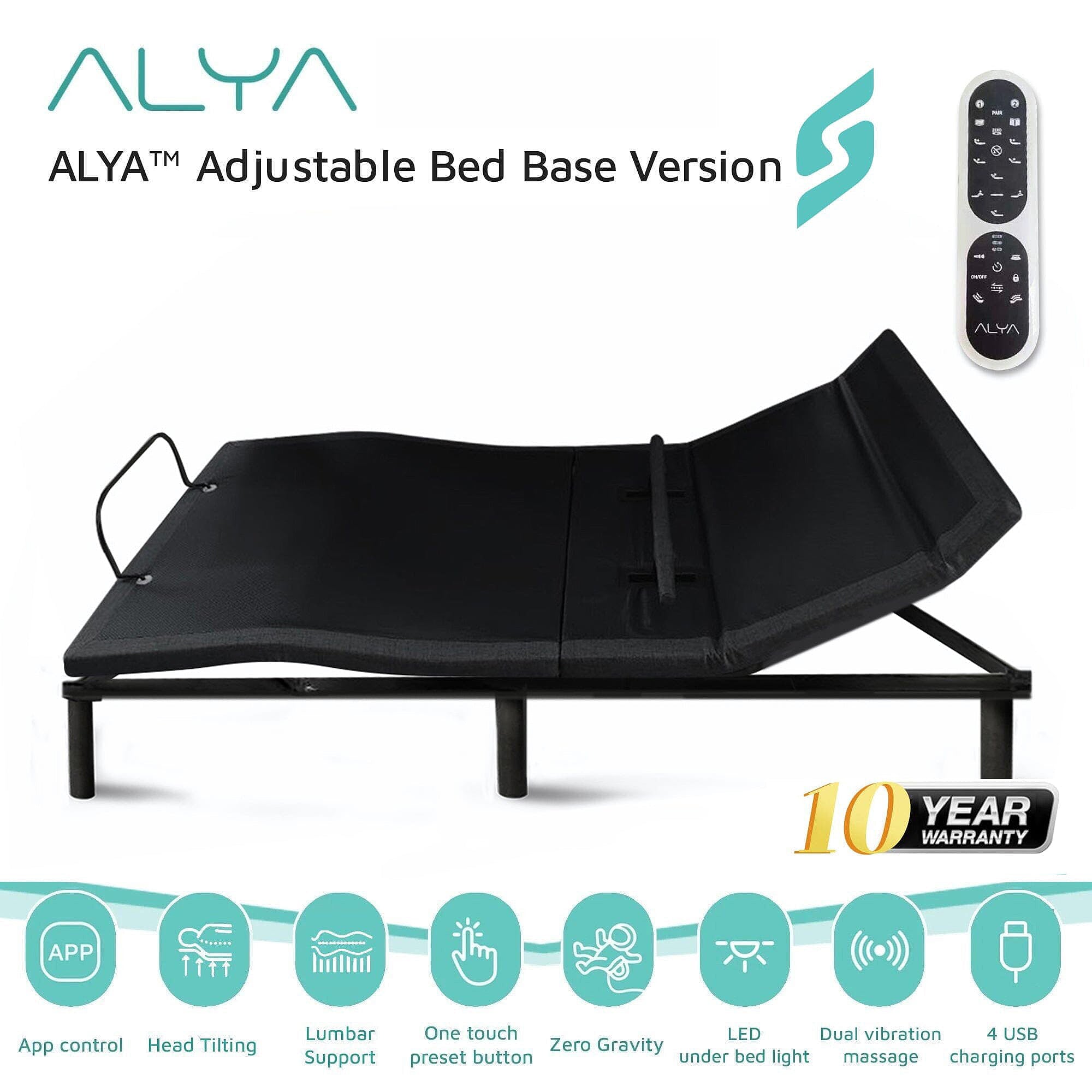 Mini Plus Ortho Mattress & Smart Bed Base Bundle - Adjustable Support for Back Pain Relief, Perfect for Home, Office, and Guest Room Use