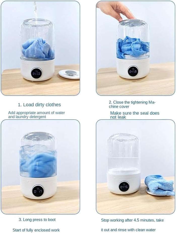 Ye02 Mini Portable Washing Machine for Underwear - 2025 New Cordless Rechargeable Washer for Home, Apartment, Camping & Travel | Compact Laundry Solution for Small Spaces & On-the-Go Use