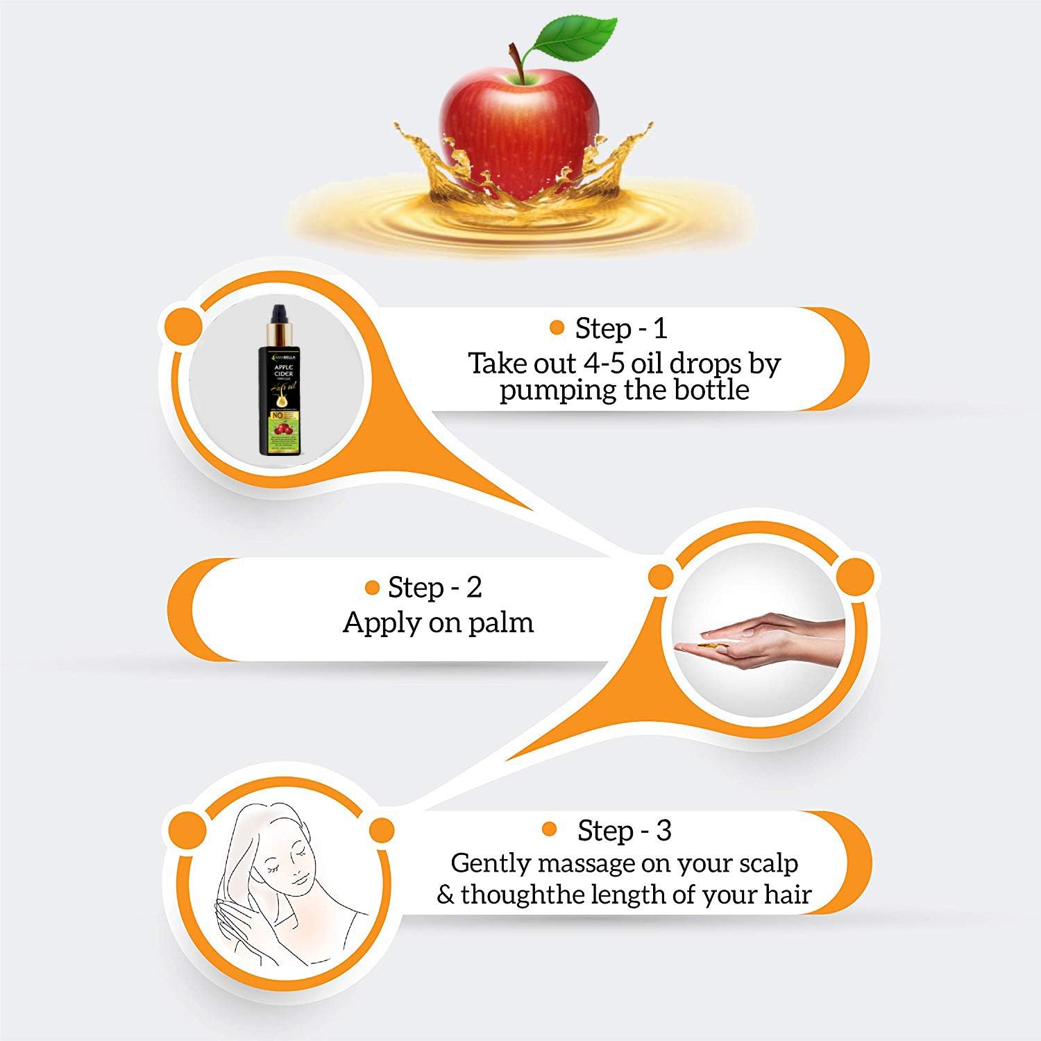 Organic Apple Cider Vinegar Hair Care Set - 300ml Shampoo, 300ml Conditioner & 200ml Hair Oil - Paraben & Mineral Oil Free for Men & Women - Deep Cleansing & Nourishing for Healthy Hair Growth - Perfect for Daily Hair Care Routine & Scalp Treatment