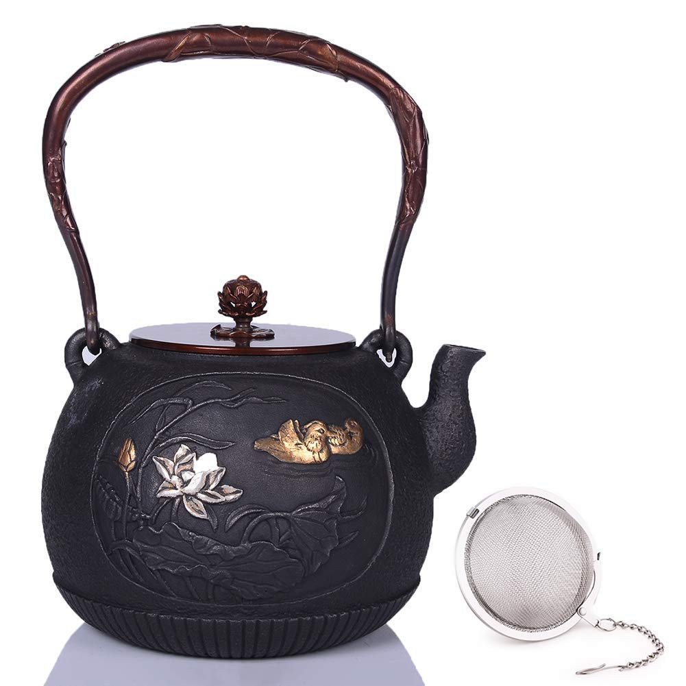 Premium Japanese Cast Iron Teapot with Infuser - 1.2L Tetsubin Style Iron Kettle for Tea Brewing | Perfect for Home, Office & Traditional Tea Ceremonies