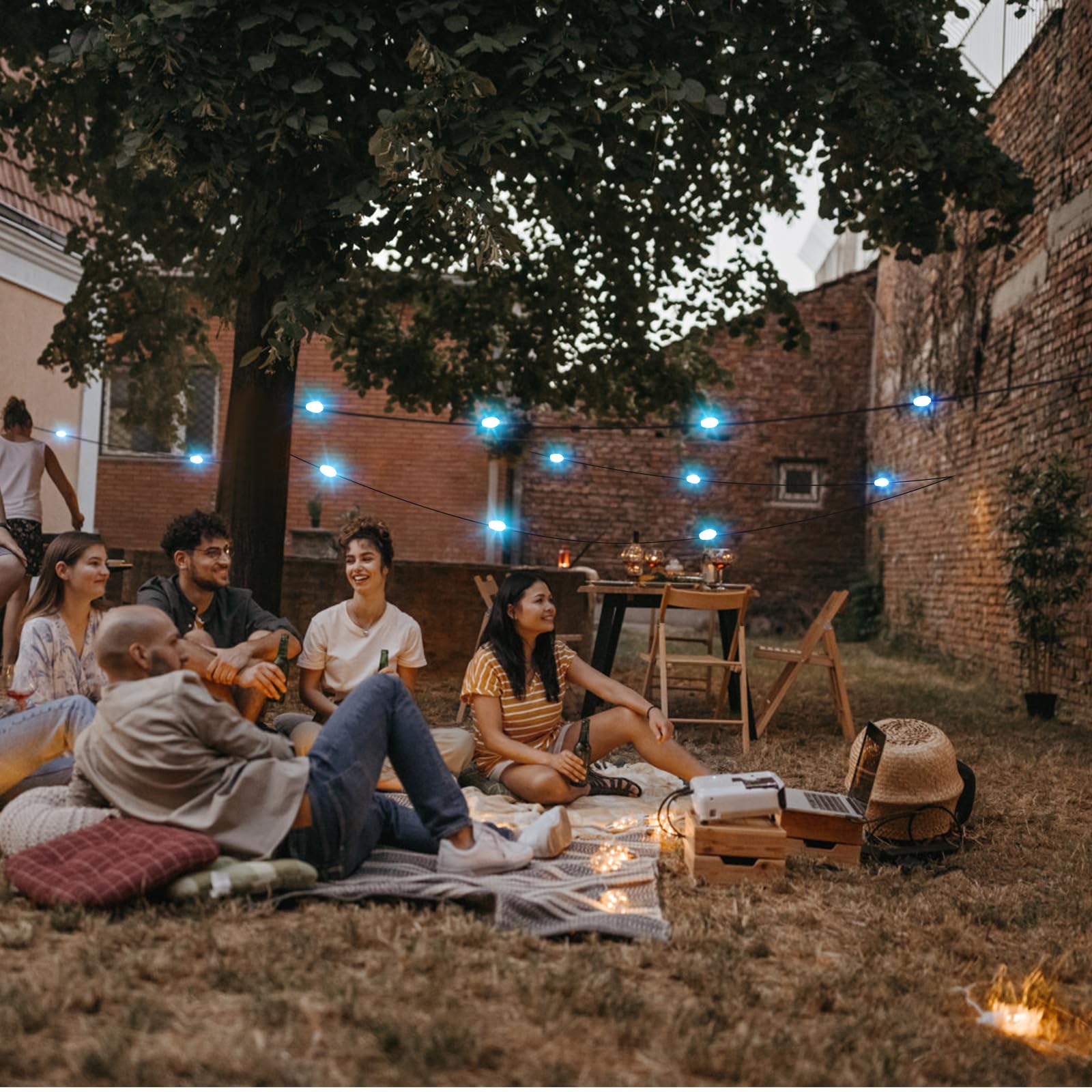 Anpro 7.7ft Solar Powered Camping String Lights with 5 LEDs - Waterproof Outdoor Extension Cord for Patio, Garden, Backyard (Black) | Perfect for Camping, BBQ, Parties & Decoration (ACANCL0705)