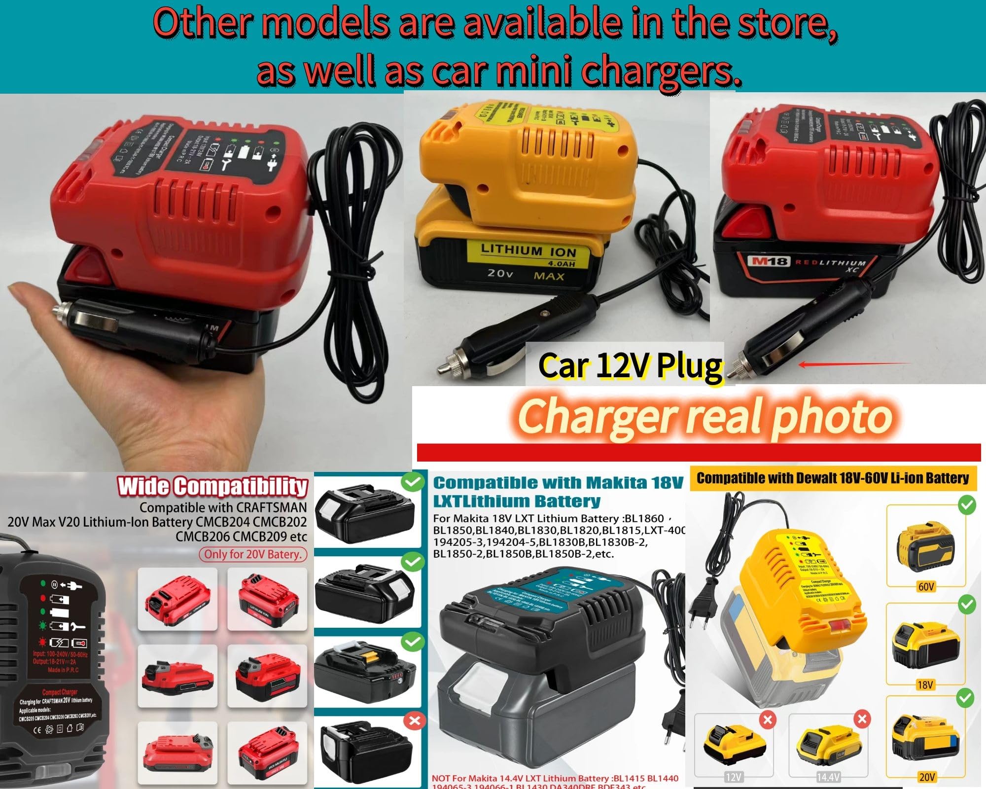 Makita 18V BL1850B BL1860 BL1830 BL1815 Battery Charger Replacement - DC18RC 18V Fast Charger, Compact Portable Power Tool Charger (For 18V Batteries Only) - Ideal for Construction Sites, DIY Projects & Home Workshops
