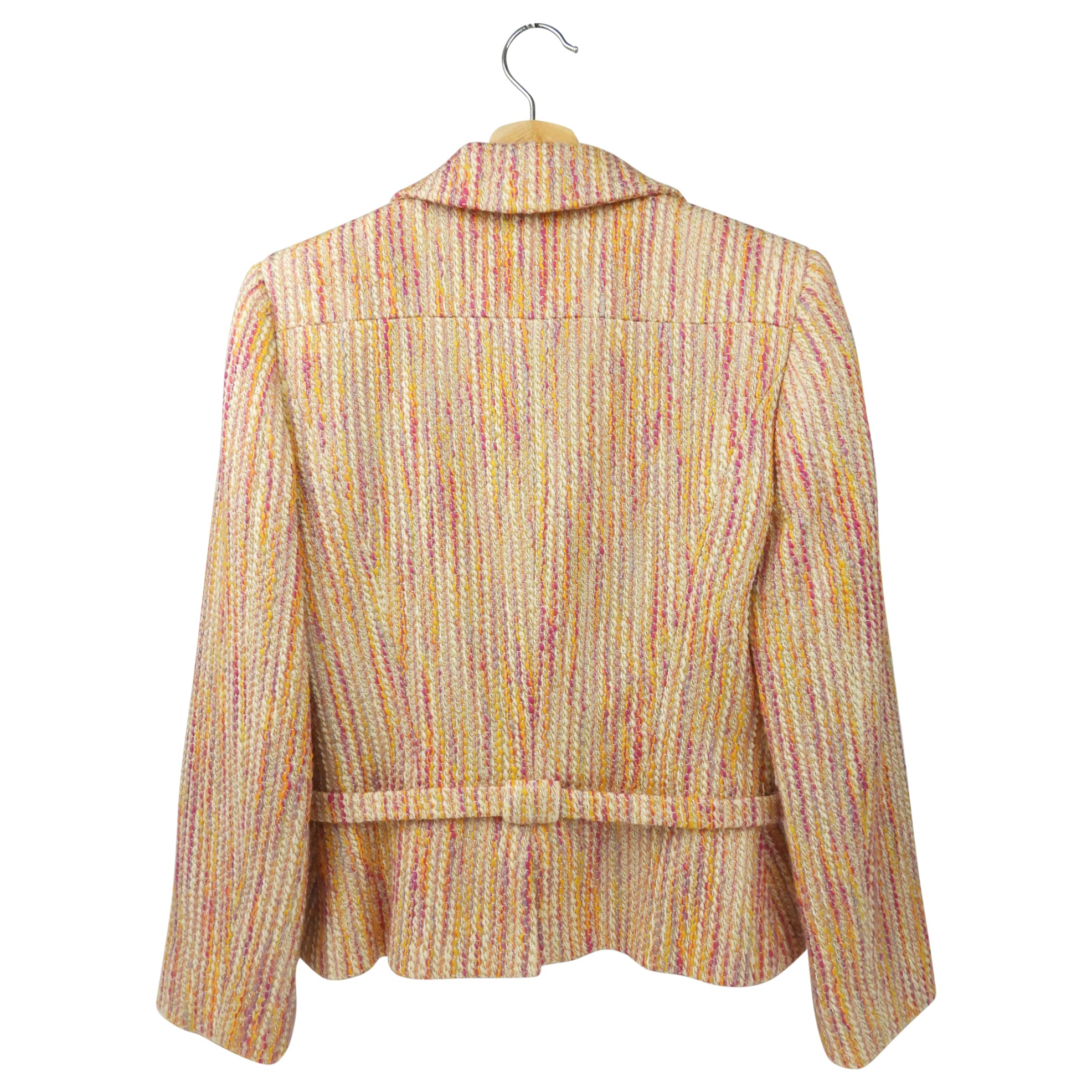 Chanel 01A Multicolor Wool Tweed Cropped Belted Jacket Size 38 - Women's Luxury Fashion Outerwear for Parties & Special Occasions