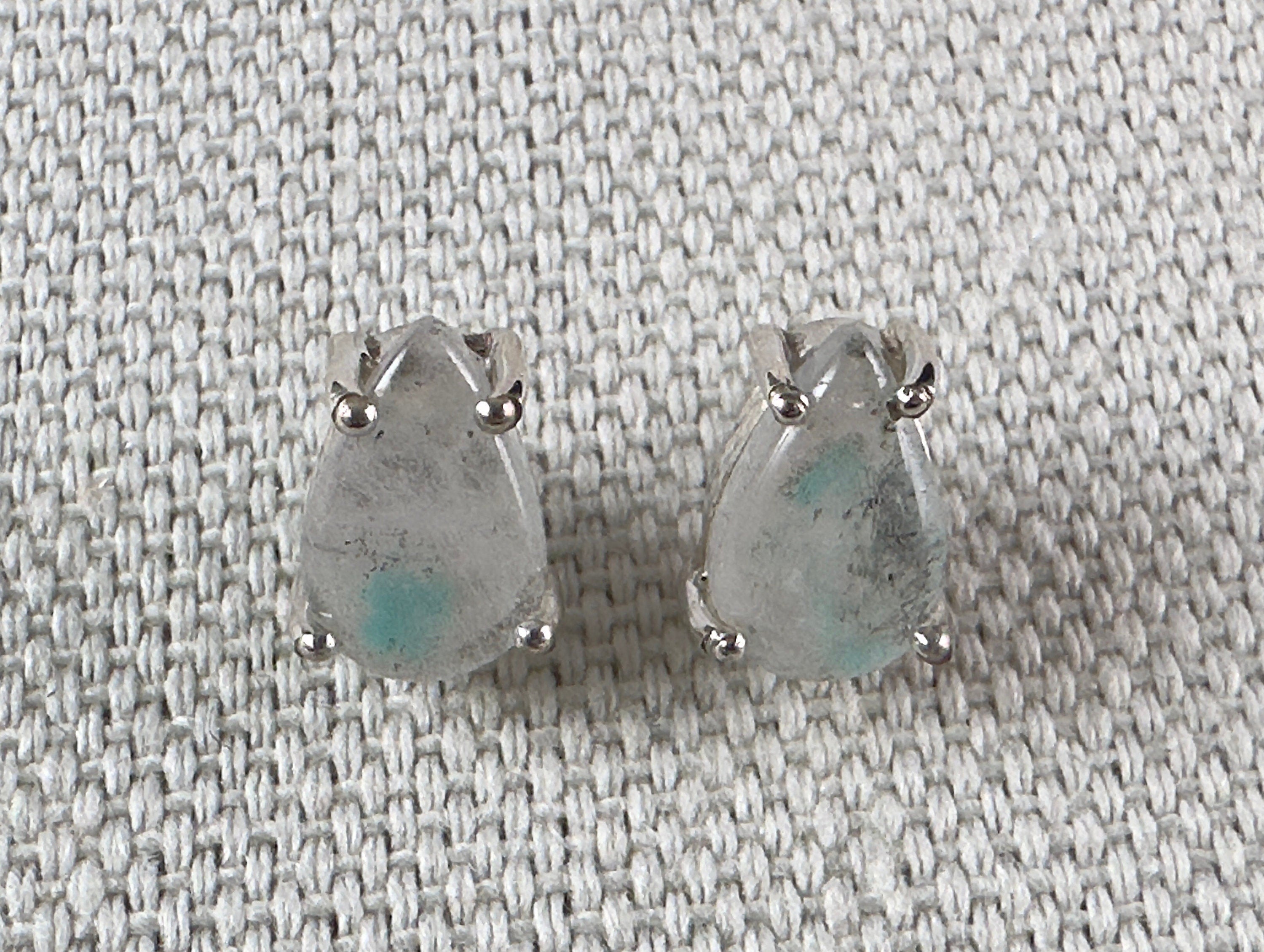AJOITE in QUARTZ Crystal Stud Earrings - Sterling Silver Rare Gemstone Jewelry for Women - Elegant Post Earrings for Daily Wear & Special Occasions