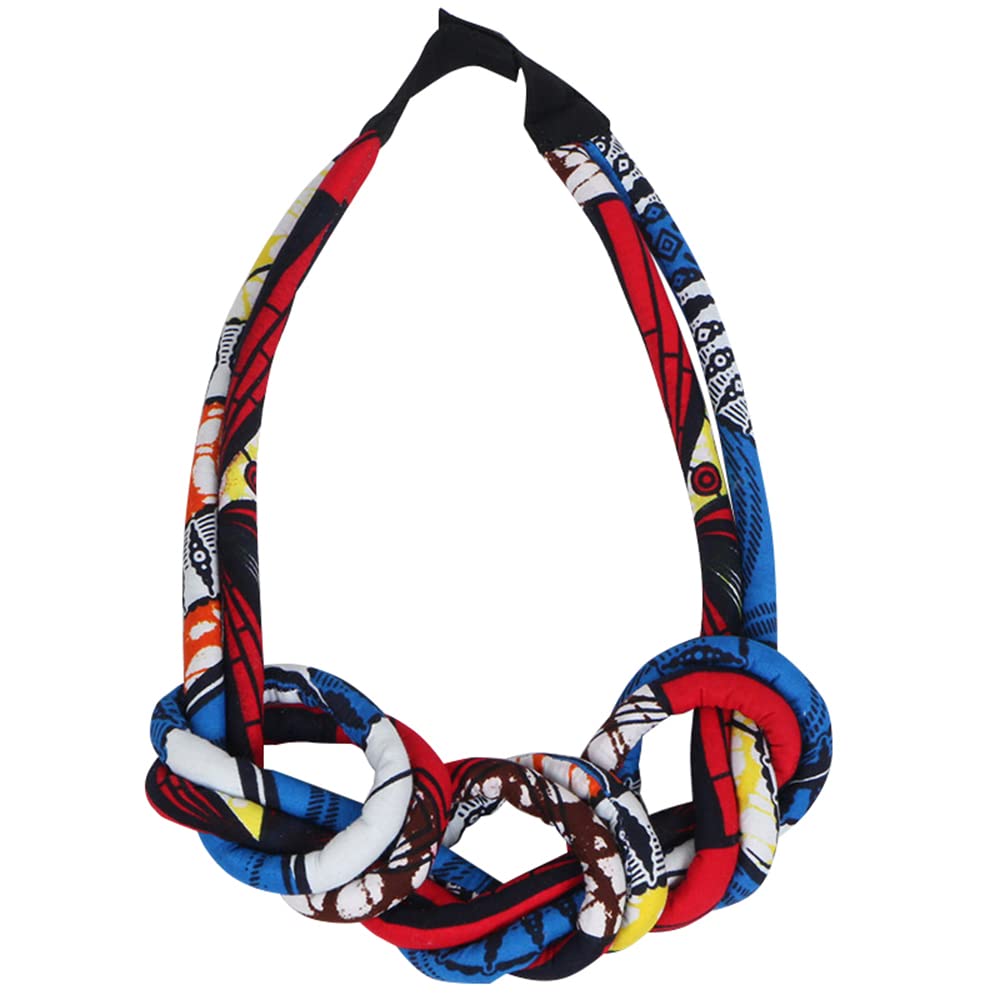 African Knot Necklaces for Women - Ankara Tribal Beaded Chunky Colorful Jewelry | Boho Chic Accessories for Parties, Weddings & Everyday Wear