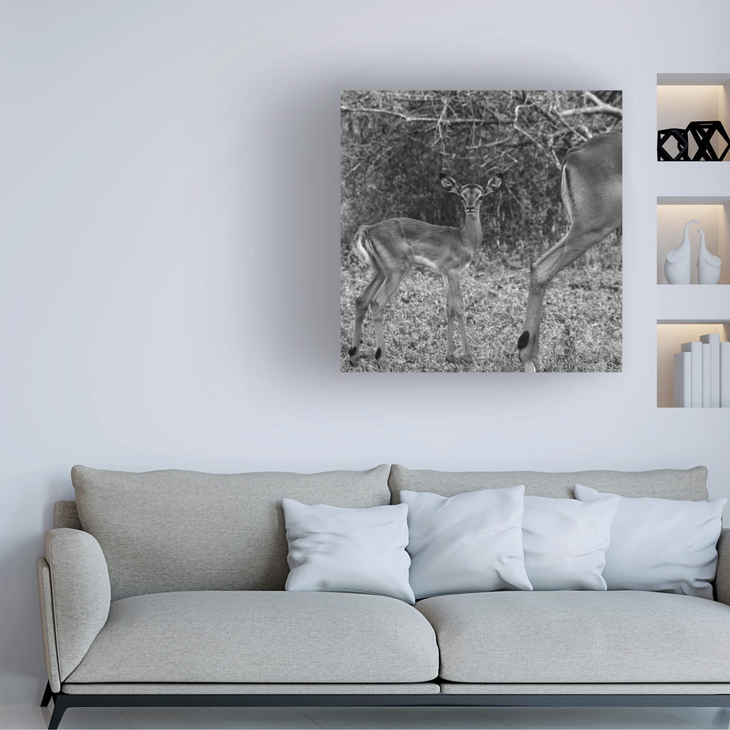 Trademark Fine Art 'Impala And Baby' Canvas Wall Art by Aledanda - Stunning Wildlife Nursery Decor & African Safari Themed Living Room Painting